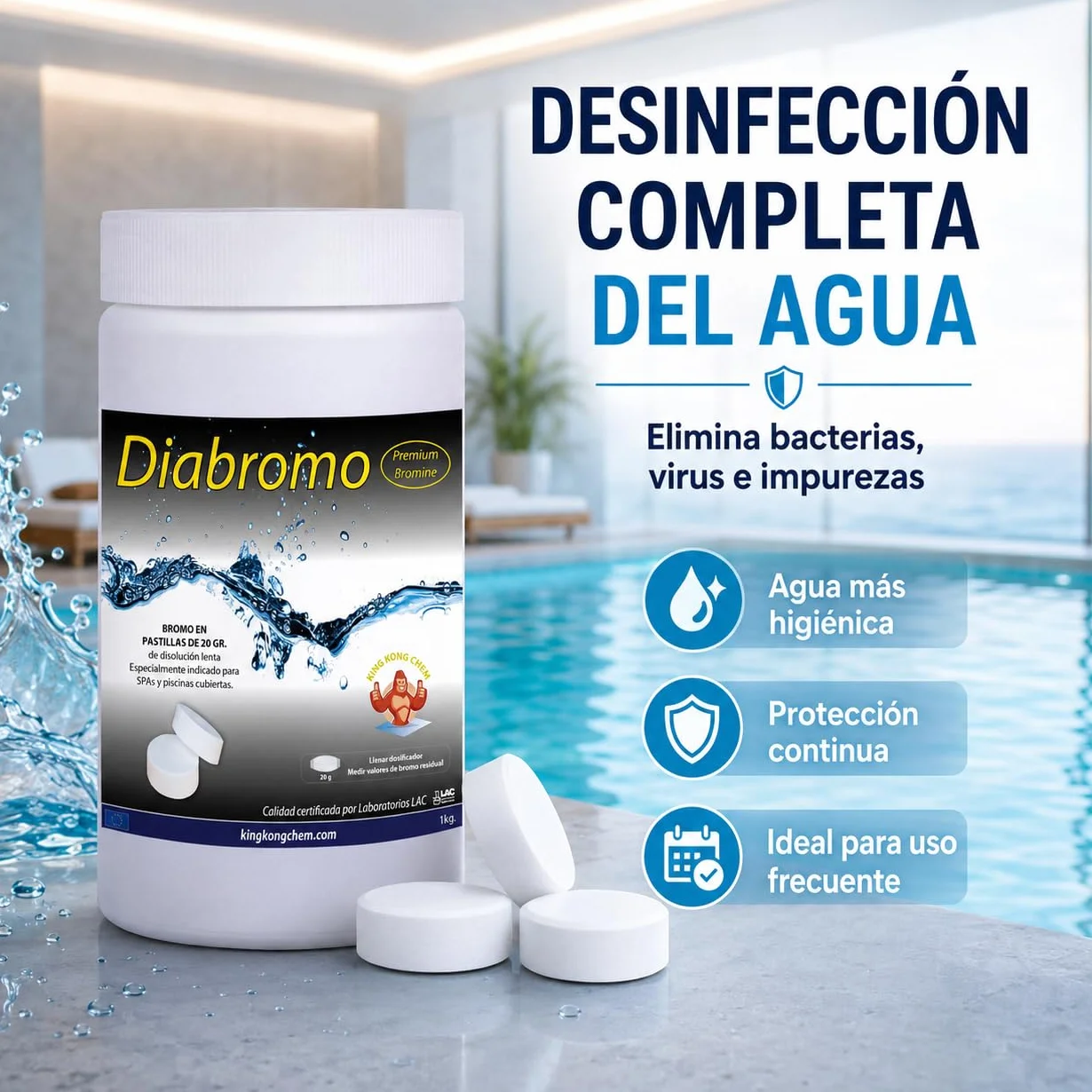Diabromo 1 kg - Bromo Desinfectante para SPA y Piscinas Cubiertas