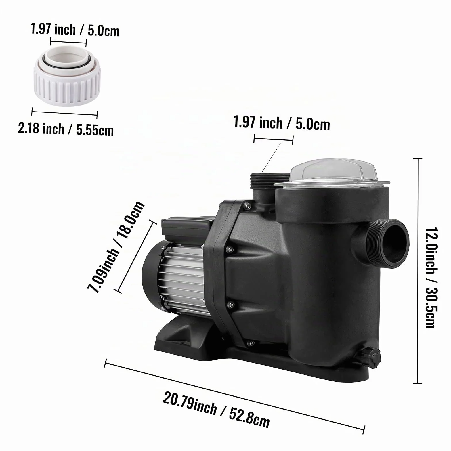 VEVOR Bomba para Piscina 750W 19.200 L/h 230V 50Hz 3450 RPM