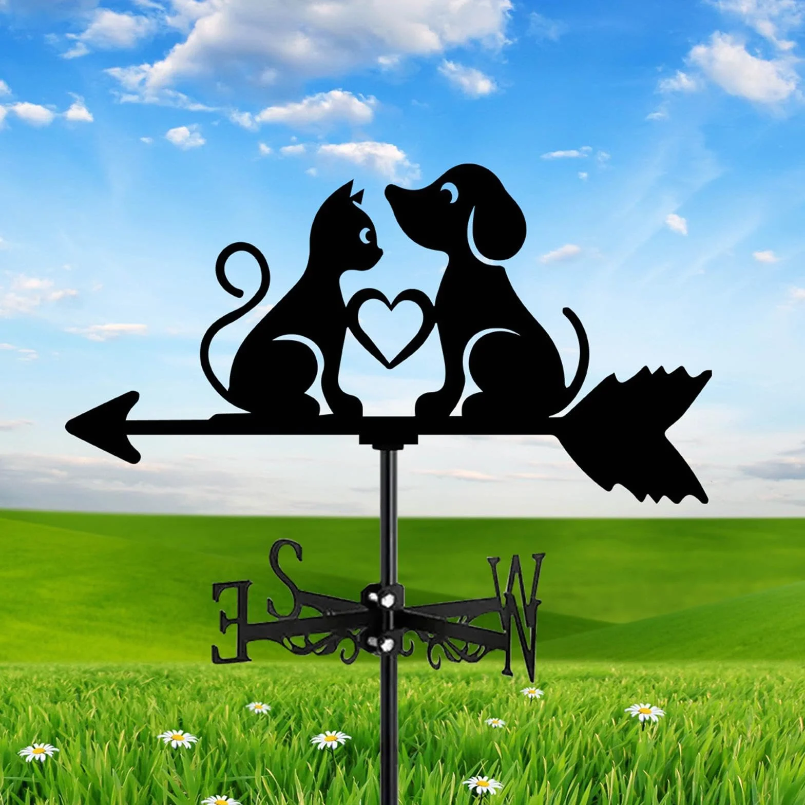 Veleta de Metal con Indicador de Dirección del Viento para Garaje, Perros y Gatos