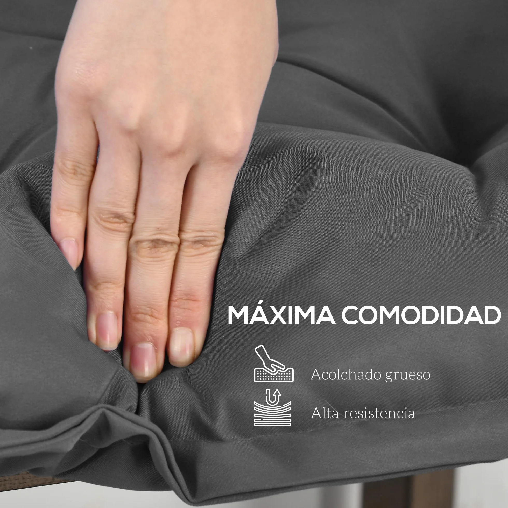 Outsunny Cojín para Banco de Jardín Acolchado 100x40x10 cm Cojín Rectangular para Interior y Exterior con Relleno Grueso y Cintas de Sujeción Gris Oscuro