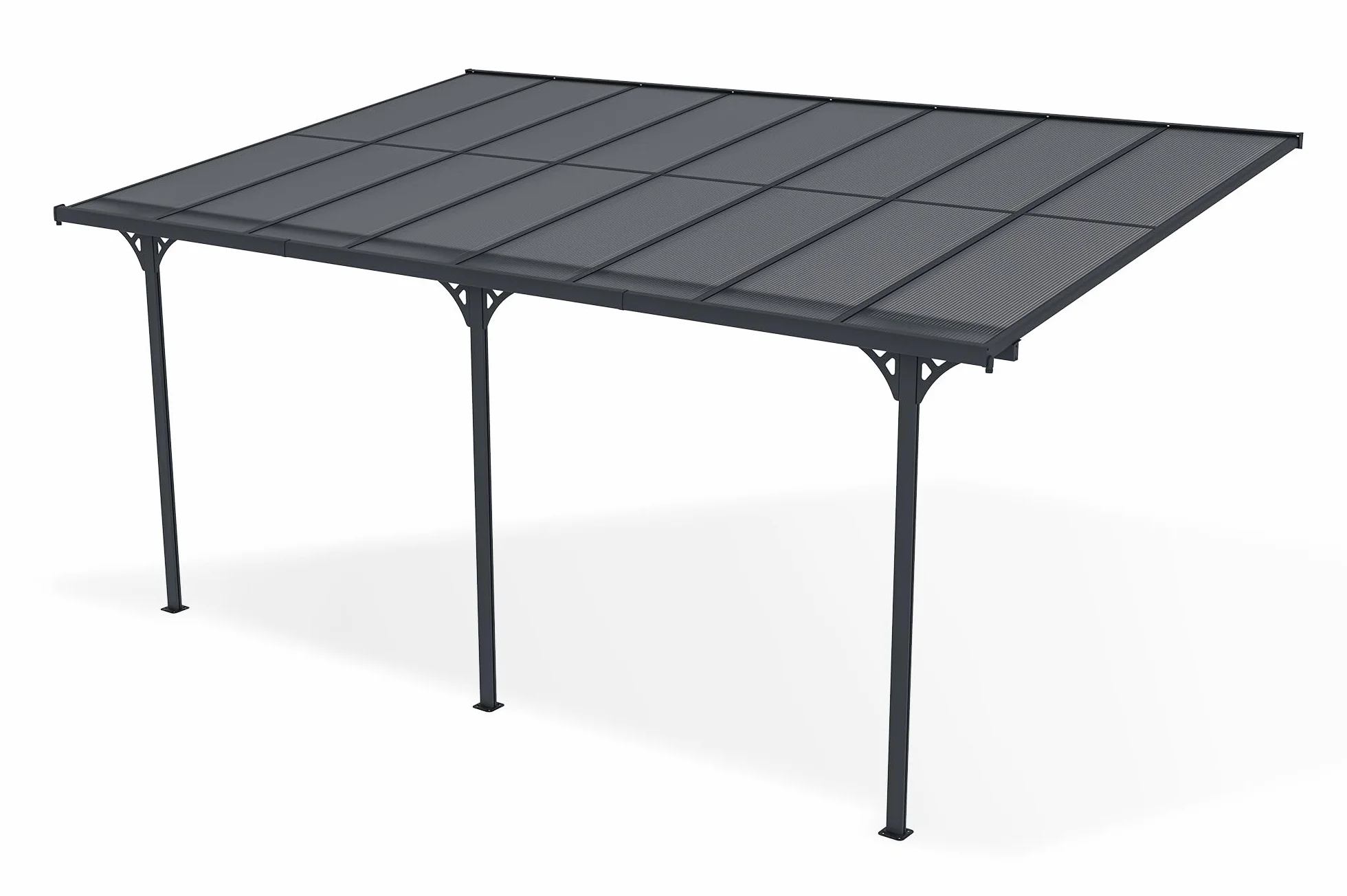 Cazeboo Carport Pérgola Adosada 15m² KLEO 5x3m Aluminio Gris