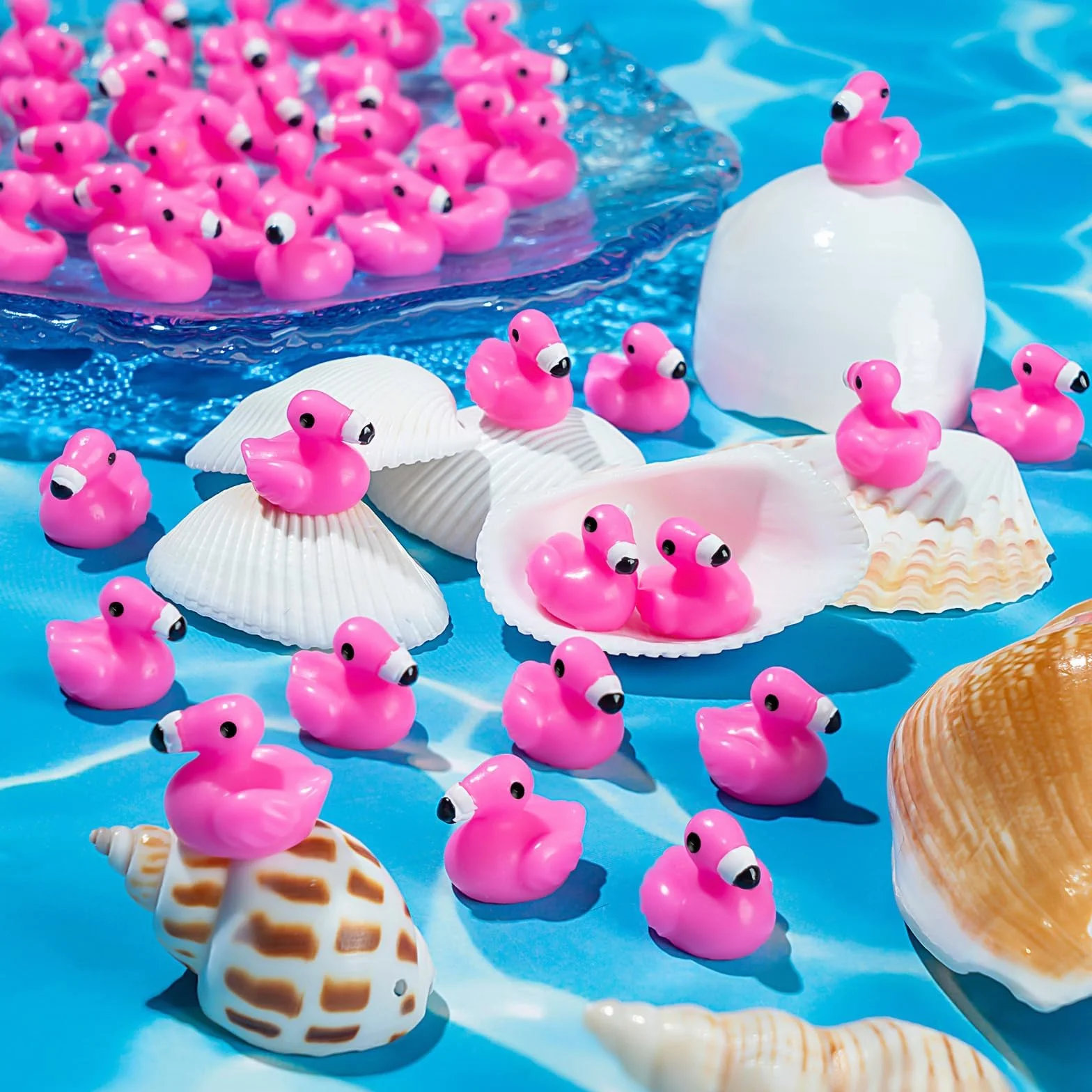Mini Patos Flamencos 50 PCS Figuras de Resina para Decoración Verano Fiesta