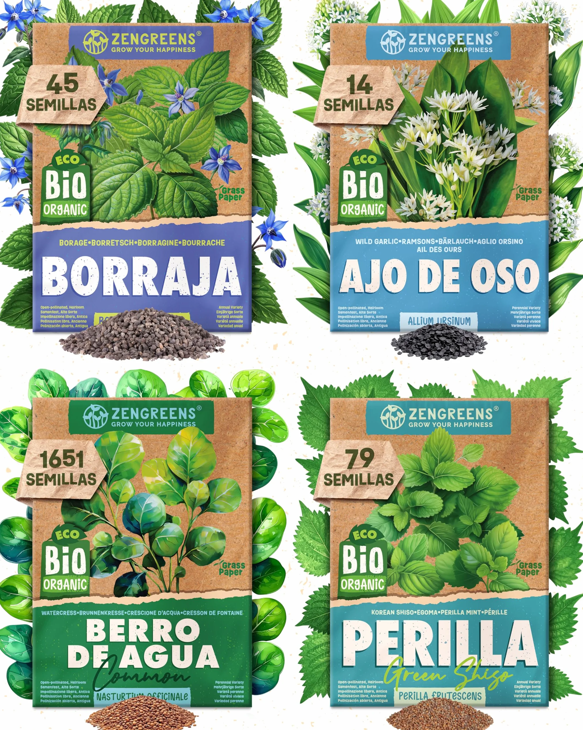 Set de semillas de hierbas aromáticas eco 25 variedades ZenGreens®