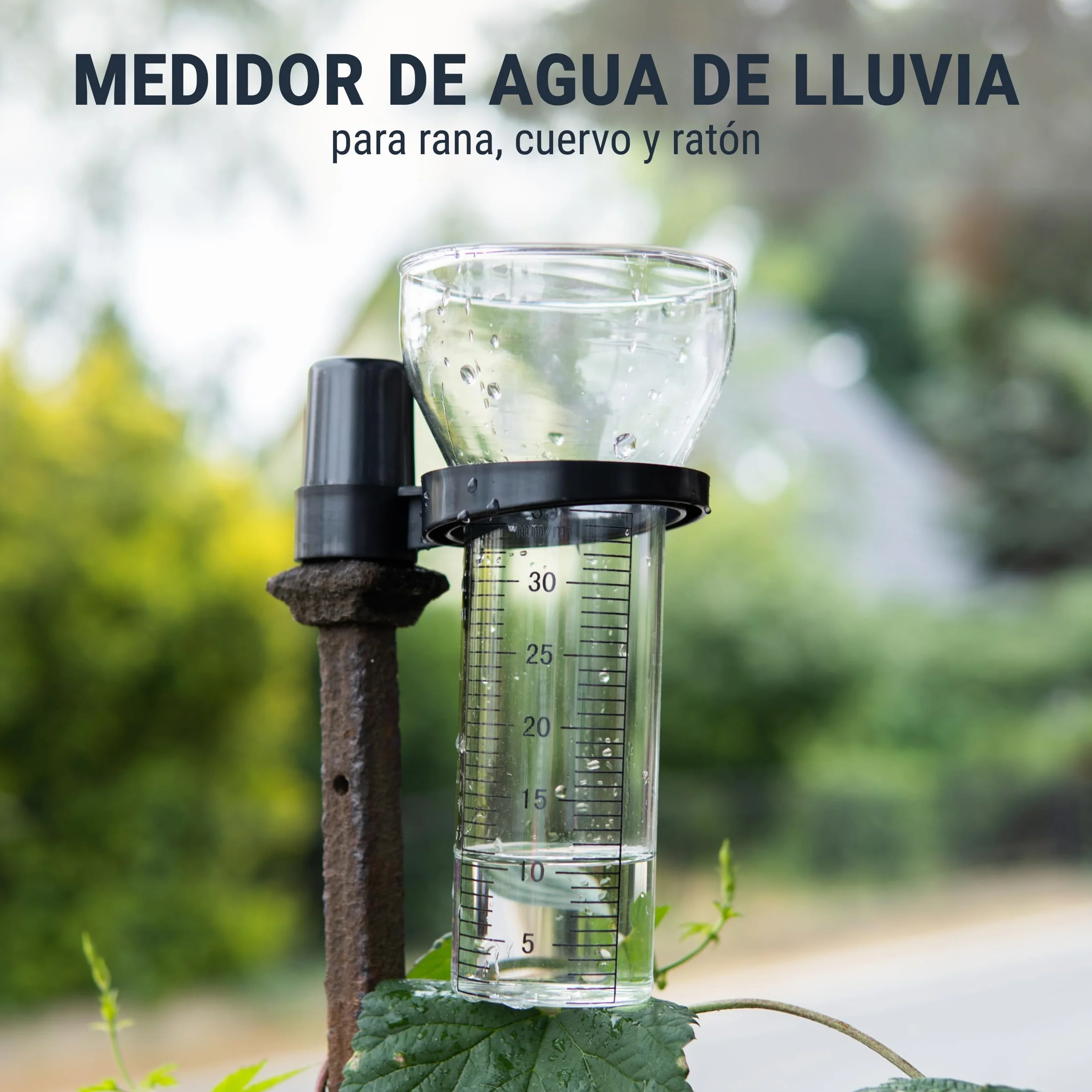 Pluviómetro de cristal de repuesto 35 mm/m² con soporte, medidor de precipitaciones