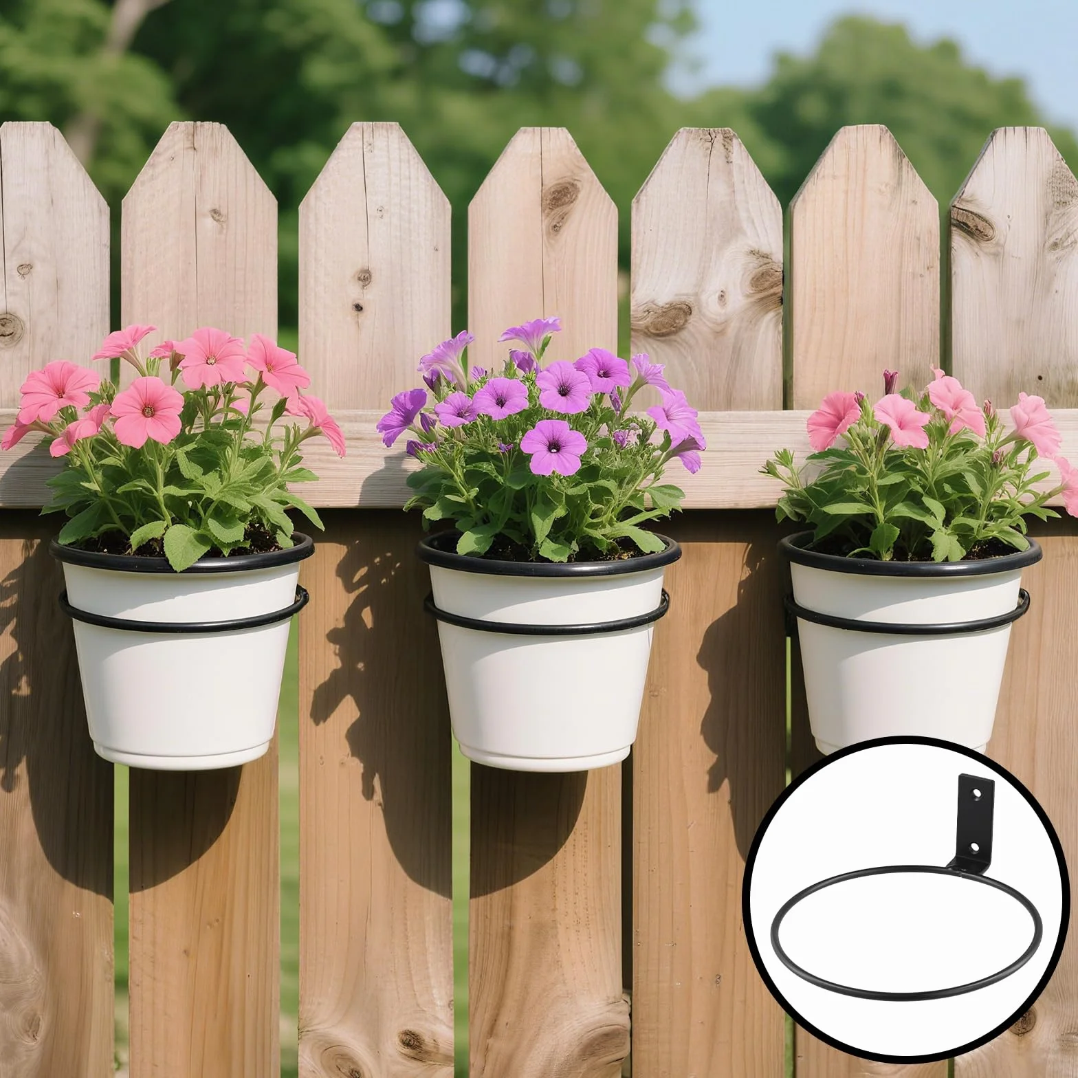 KEILEOHO 6 unidades soporte macetas 15 cm negro pared balcón jardín