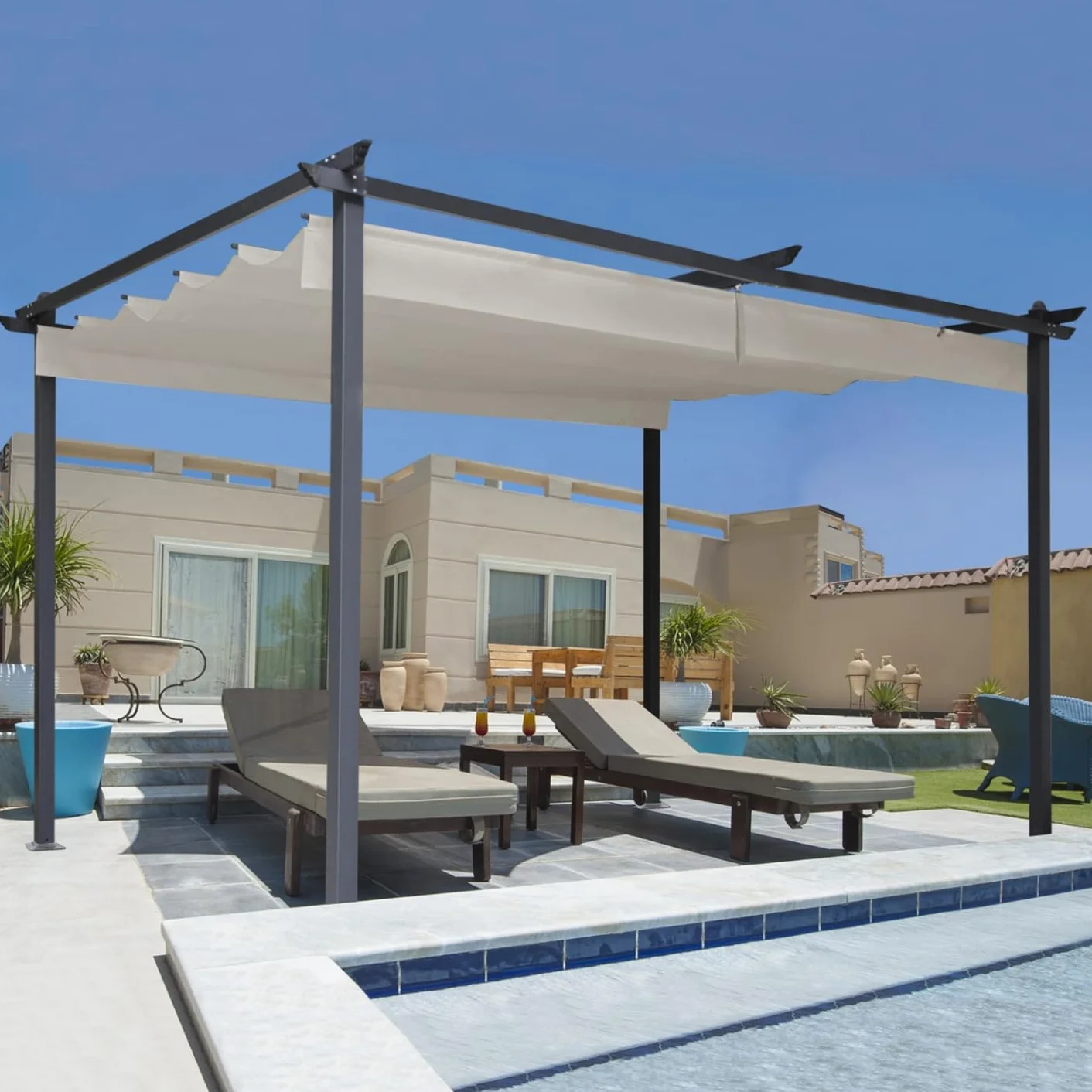 Pergola tejado retráctil Topo 3 x 4 M cenador 4 patas