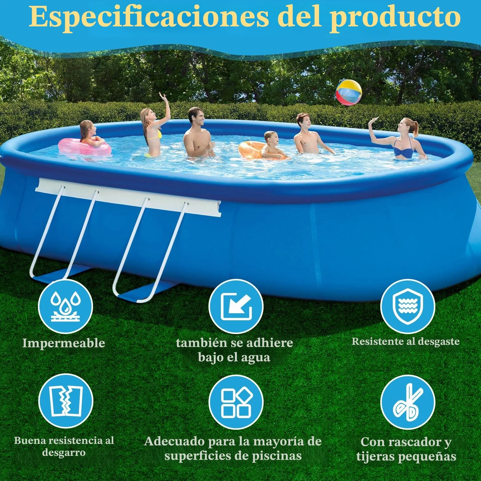 Hymarvo Cinta Reparación Piscinas PVC 10x150cm Impermeable Kit Parches Piscina