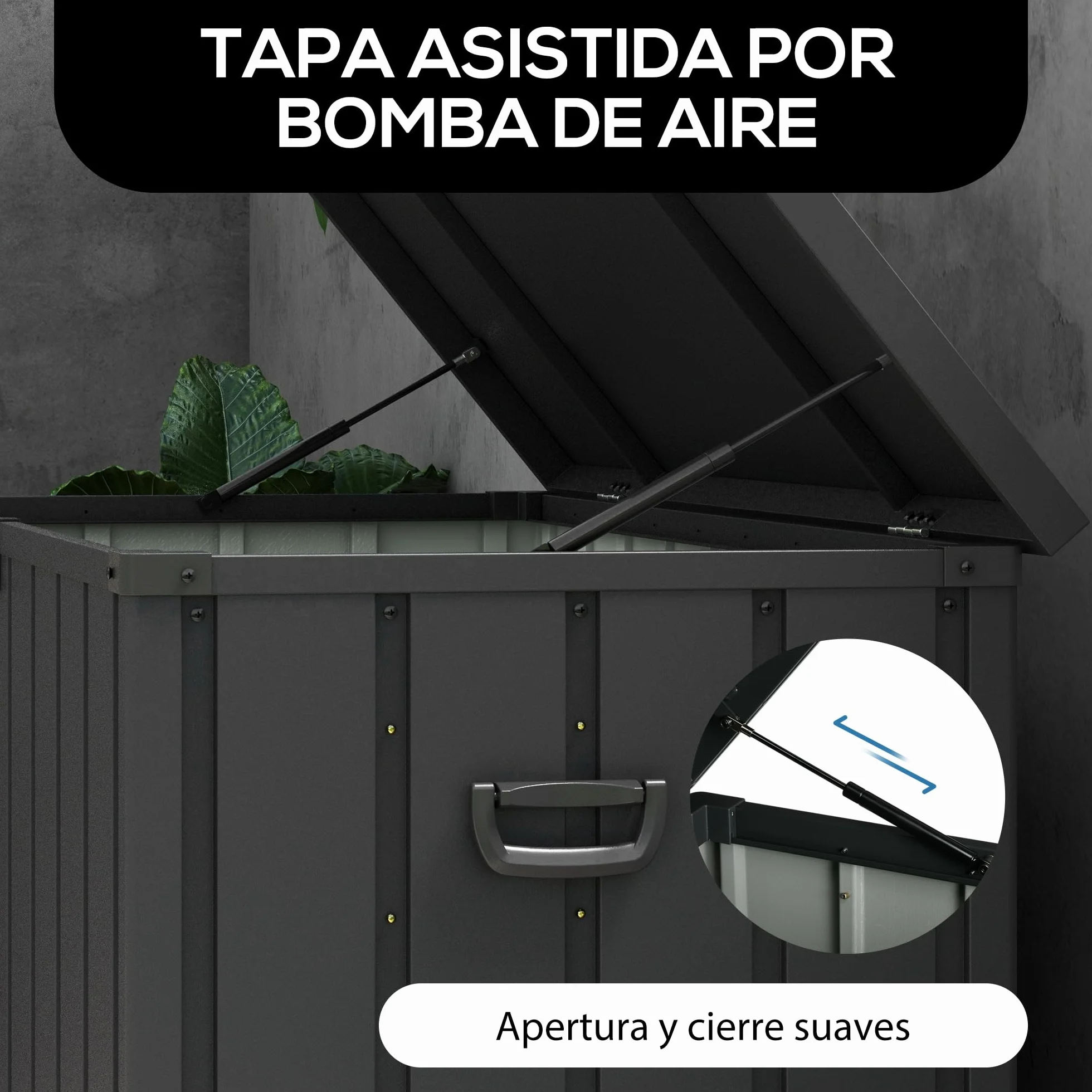 Outsunny Baúl Almacenaje Exterior 450L Acero 125,5x61,5x70 cm Gris Oscuro