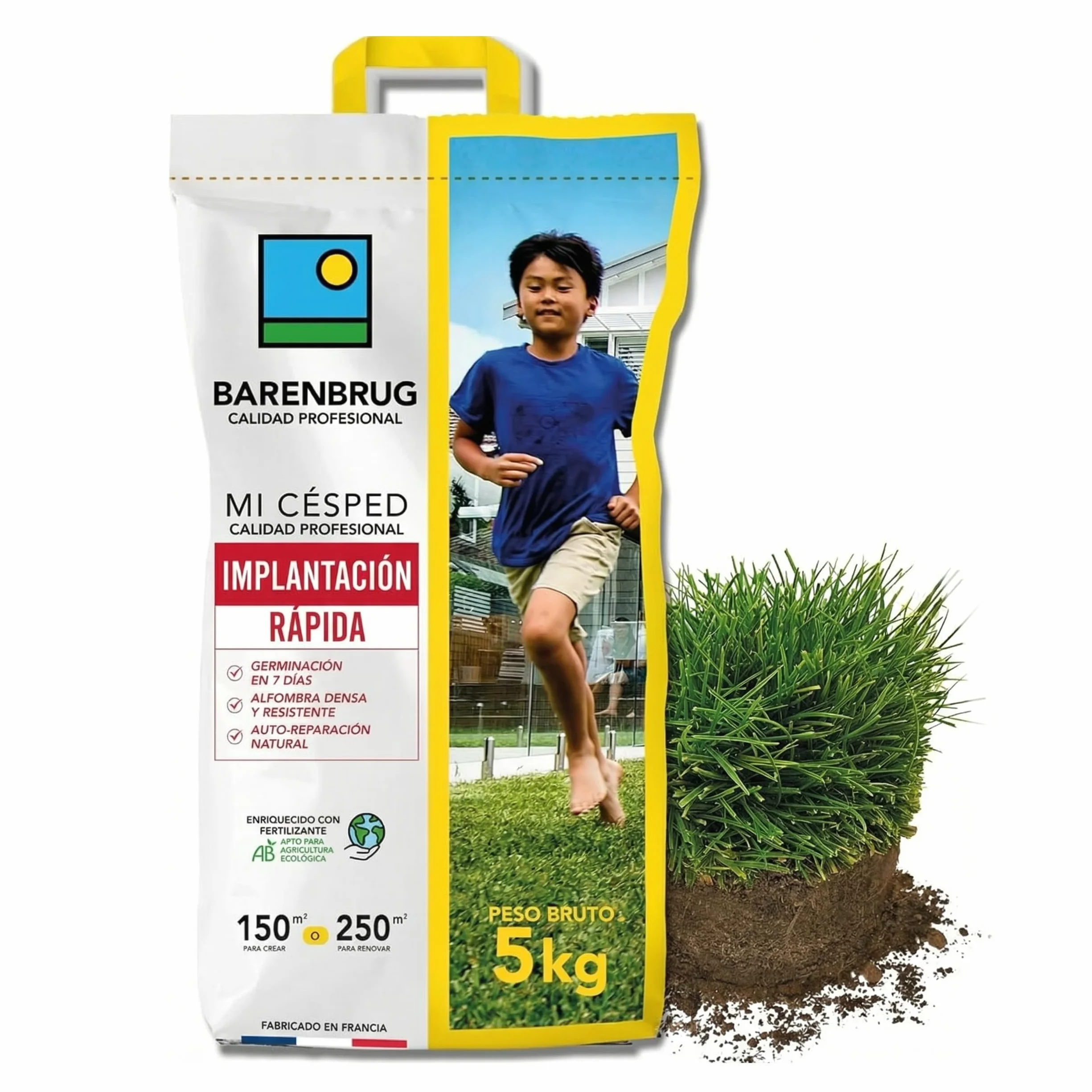 BARENBRUG Césped Implantación Rápida 5 kg Germinación 7 Días Alfombra Densa Resistente