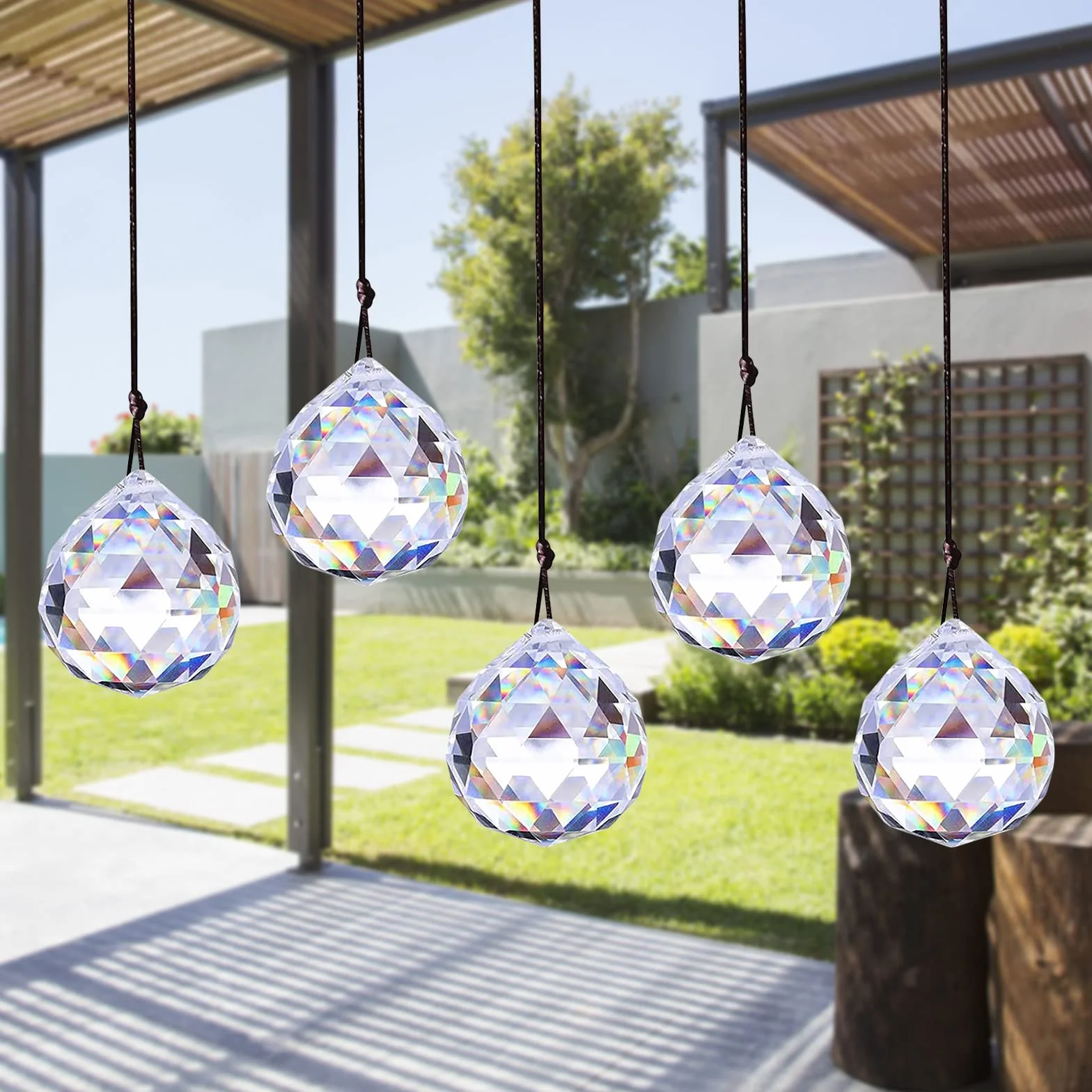 Atrapasueños de Cristal Arco Iris Colgantes Decoración para Jardín Multicolor