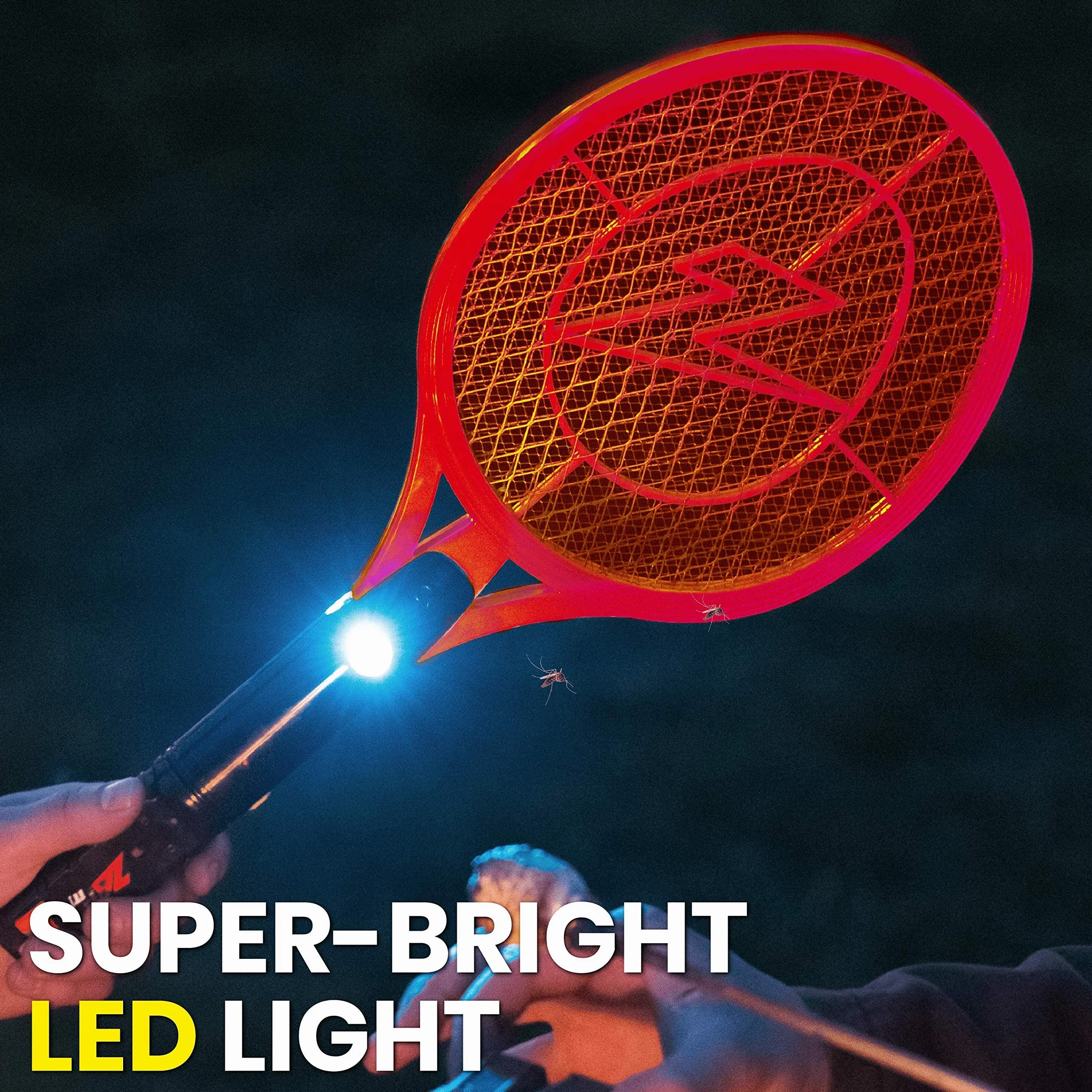 ZAP IT! Bug Zapper - Raqueta recargable para eliminar insectos, 4.000 voltios, cable de carga USB, paquete de 2