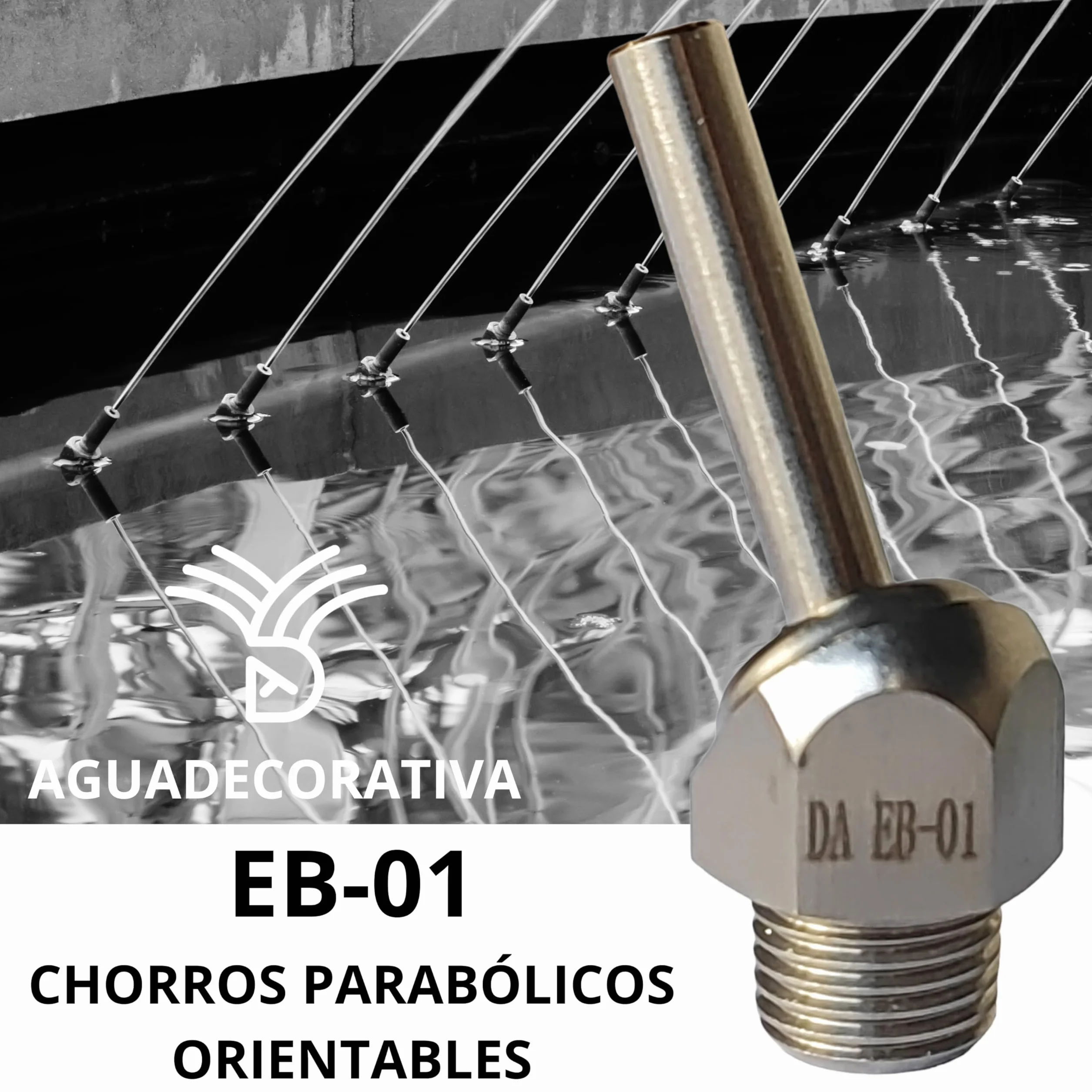 Chorros Cristalinos para Fuentes de Jardín Orientables Acero Inoxidable Rosca 1/4" BSPT