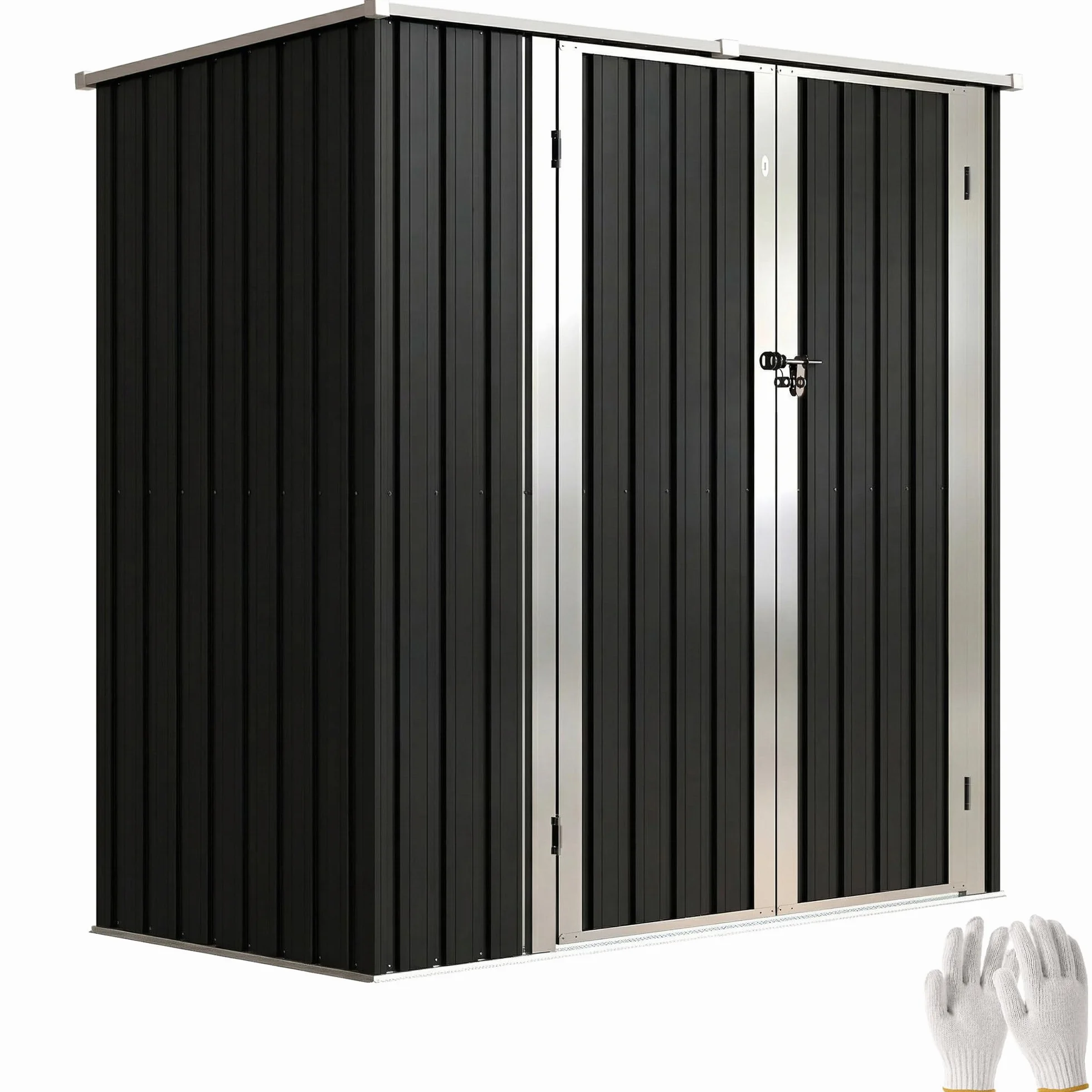 Outsunny Caseta de Jardín Exterior 1,37 m² 163x89x163 cm Cobertizo Metálico con Techo Inclinado Gris Oscuro