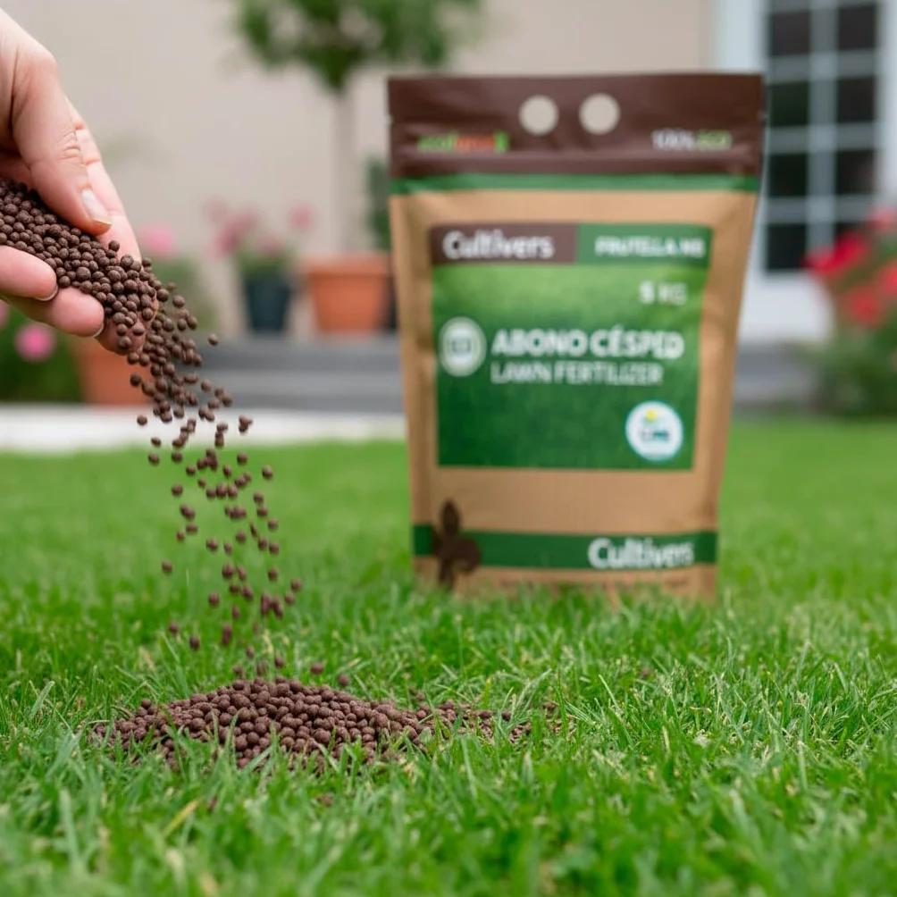 CULTIVERS Abono Césped Ecológico 5 kg Fertilizante Granulado NPK 8-1-5 Liberación Lenta