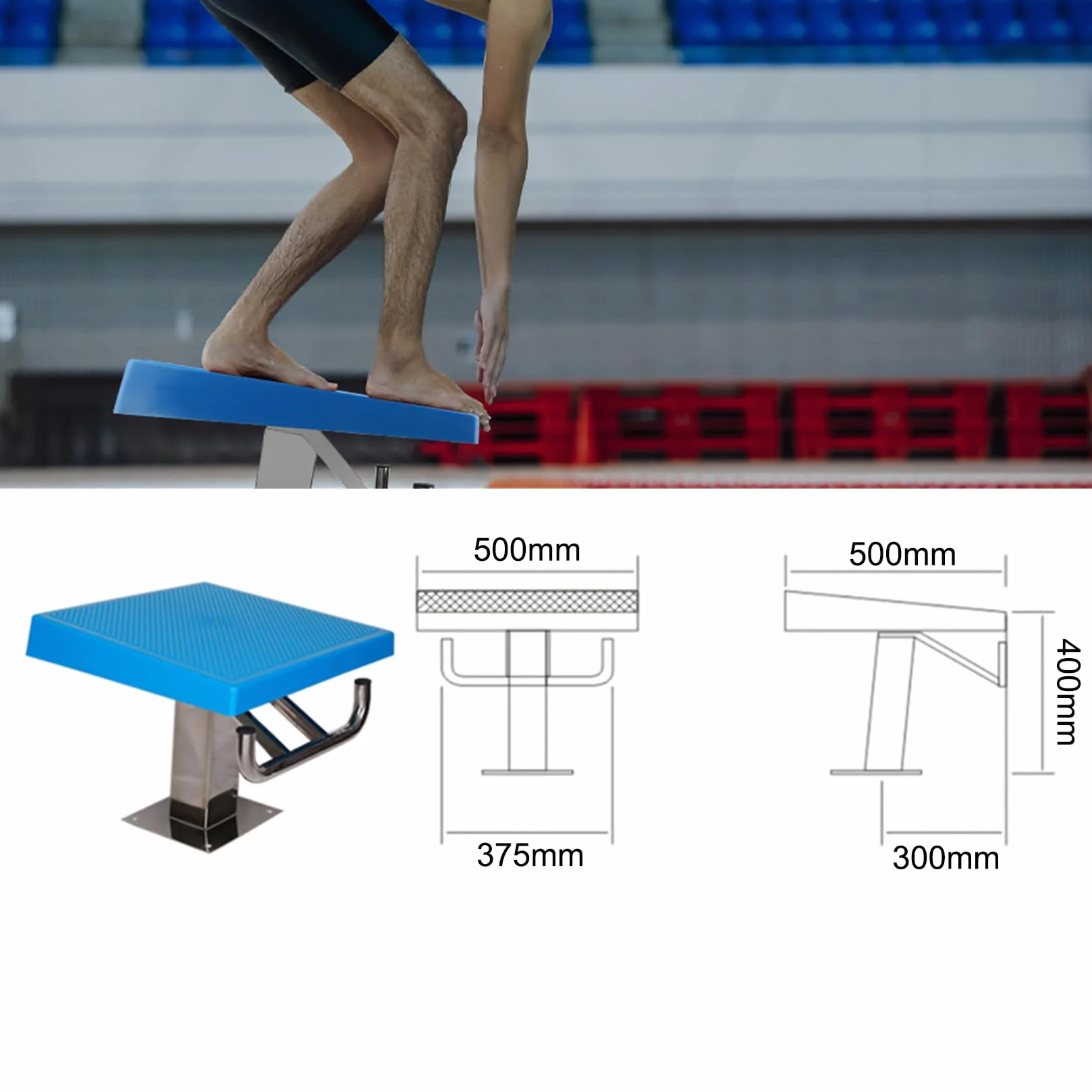 BOTOWI Trampolín para Piscinas Plataforma Antideslizante con Base de Acero Inoxidable para Competición de Natación