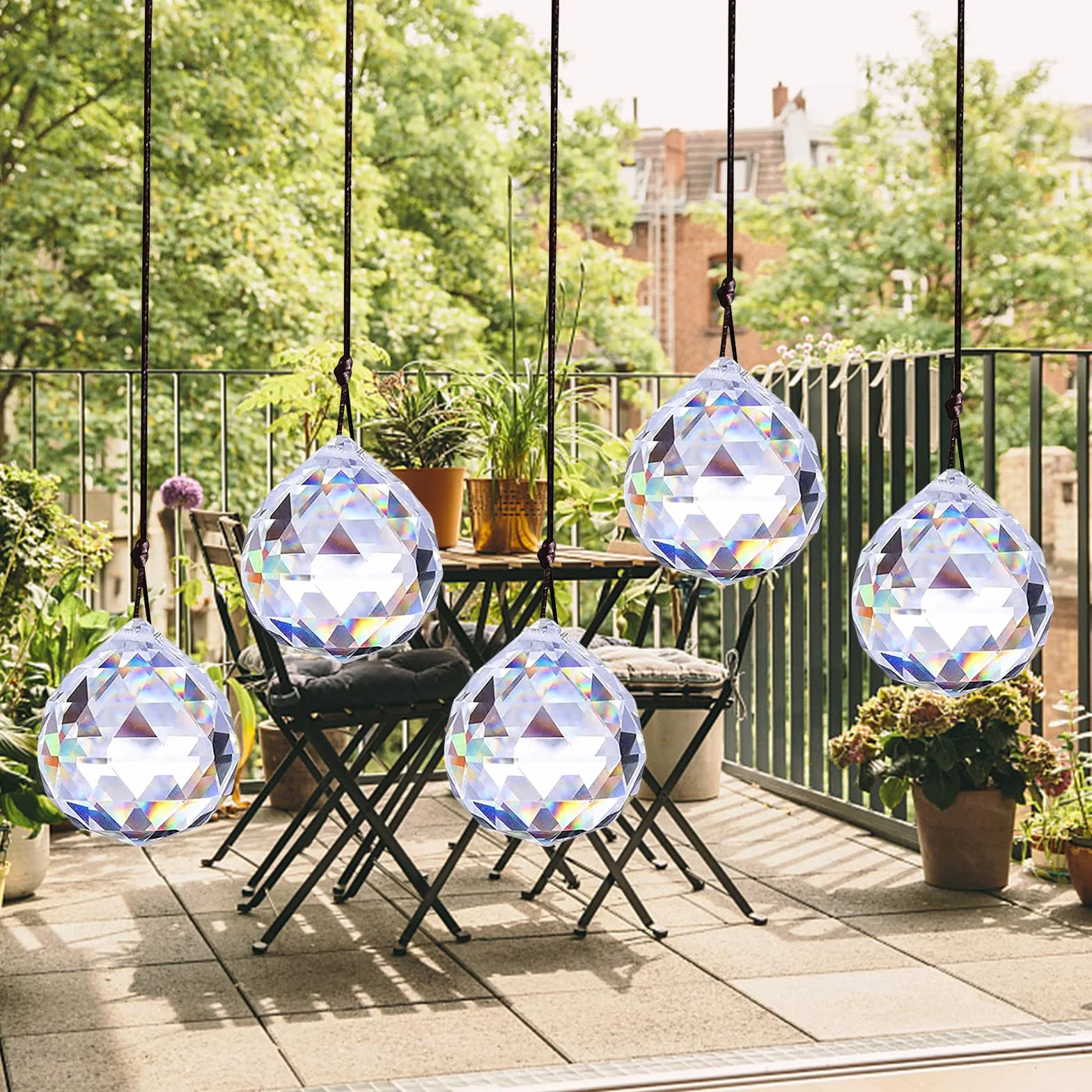 Atrapasueños de Cristal Arco Iris Colgantes Decoración para Jardín Multicolor