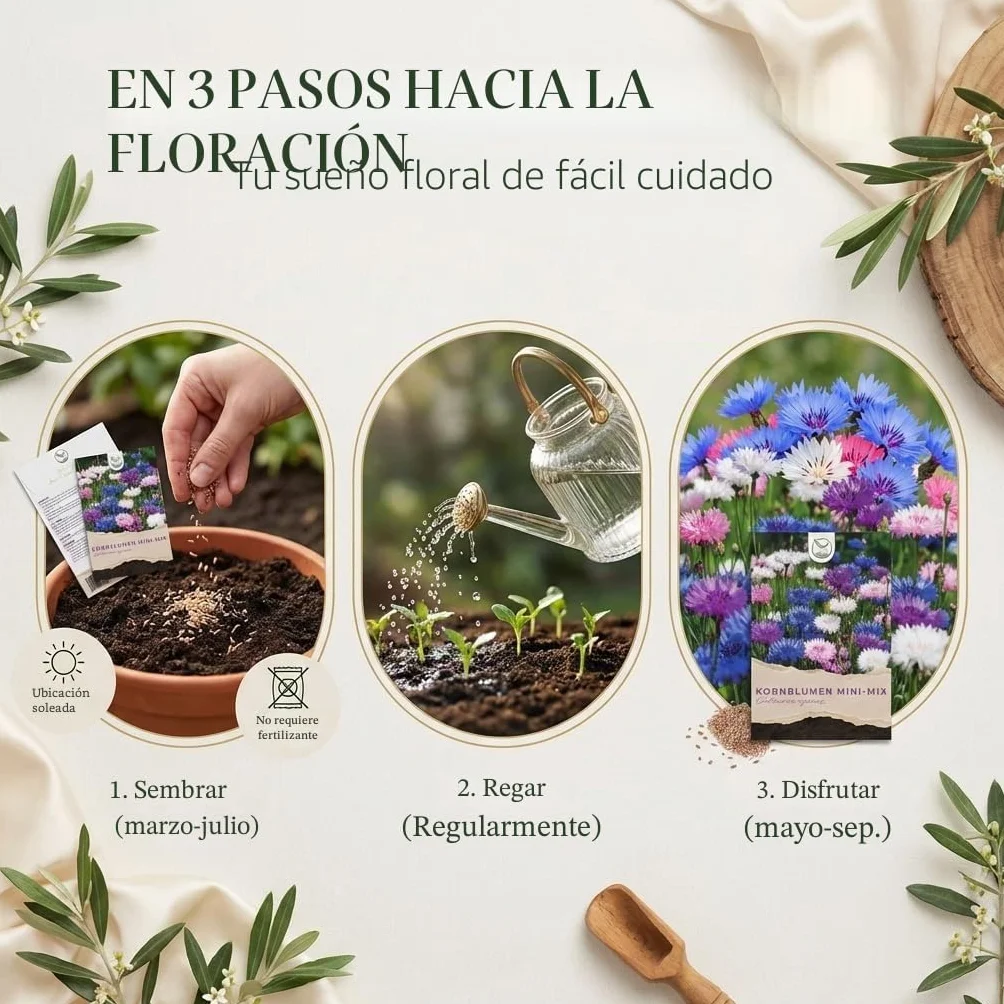 Semillas de aciano Centaurea cyanus Mini Mix 1000 grano 50 cm flores luminosas largo tiempo floración