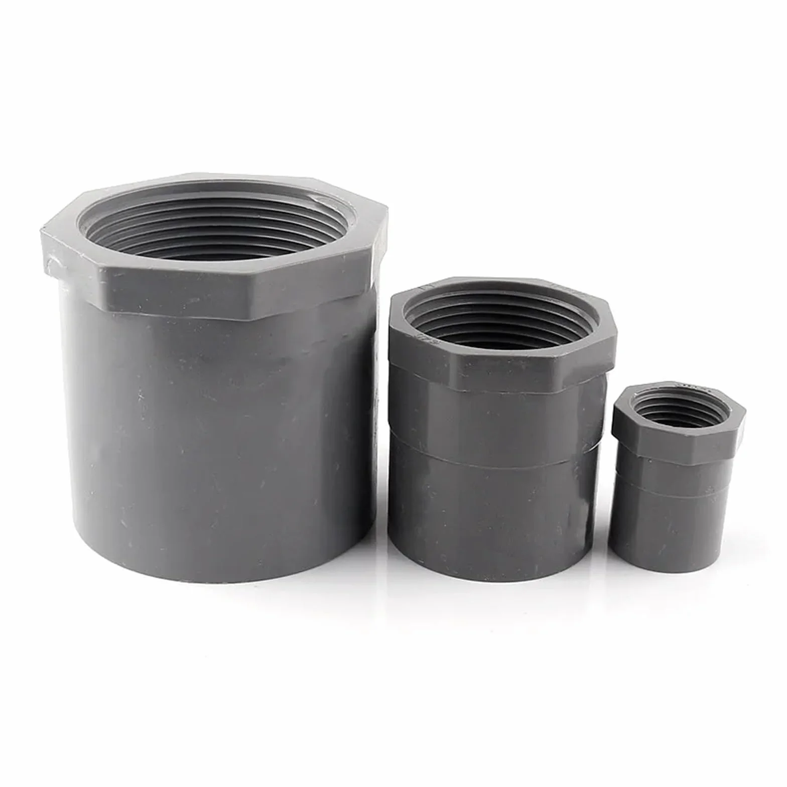 Conector recto de hilo femenino PVC 1/2"-20mm a 2"-63mm para riego jardín tanque peces 5 piezas