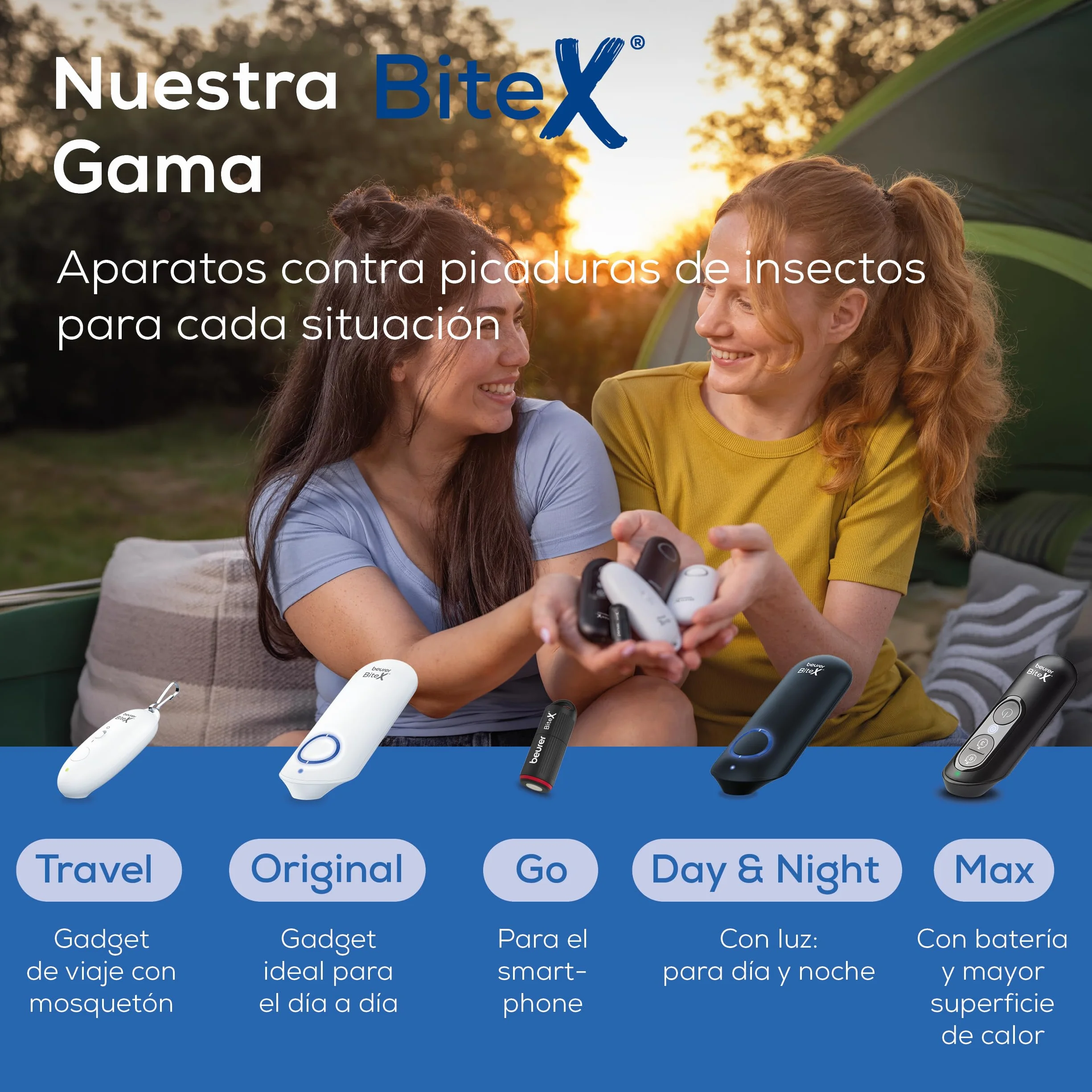 Beurer BiteX Max Deep Black Aparato contra picaduras de insectos con superficie de calentamiento, batería recargable