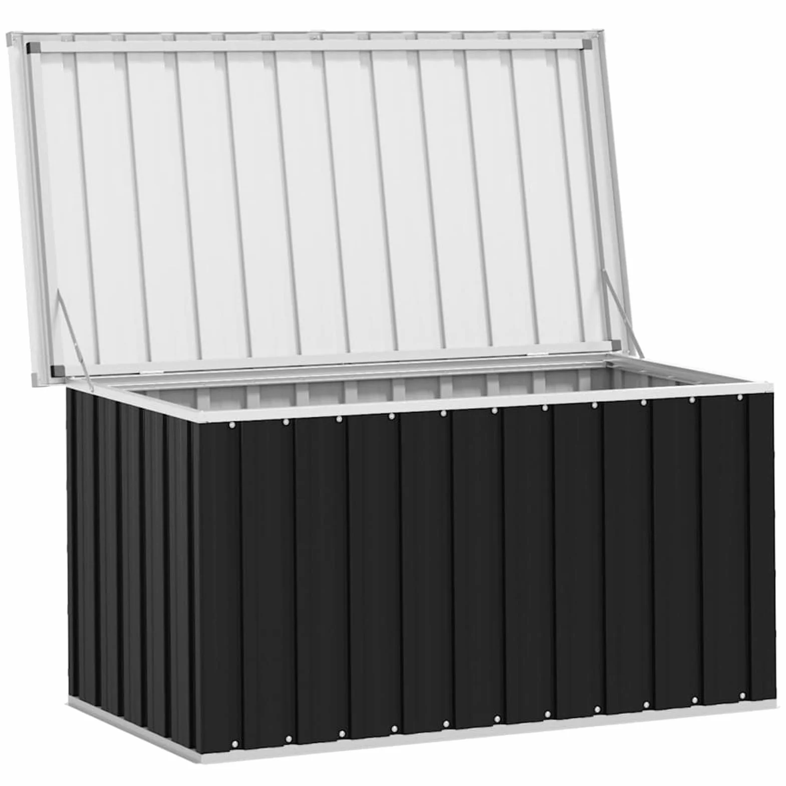 Baúl de jardín antracita 129x67x65 cm para almacenamiento exterior
