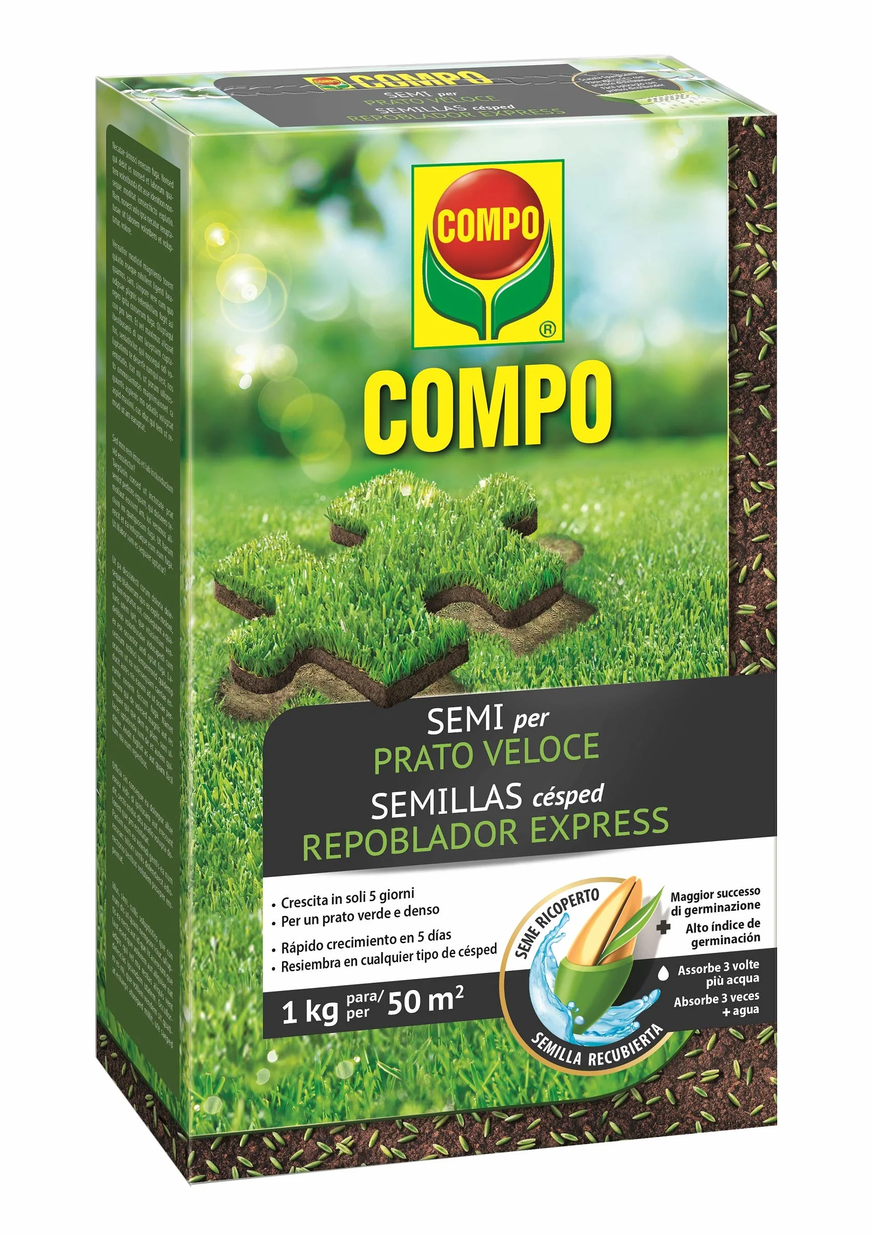 COMPO Semillas de césped repoblador Express 1 kg para 50 m²
