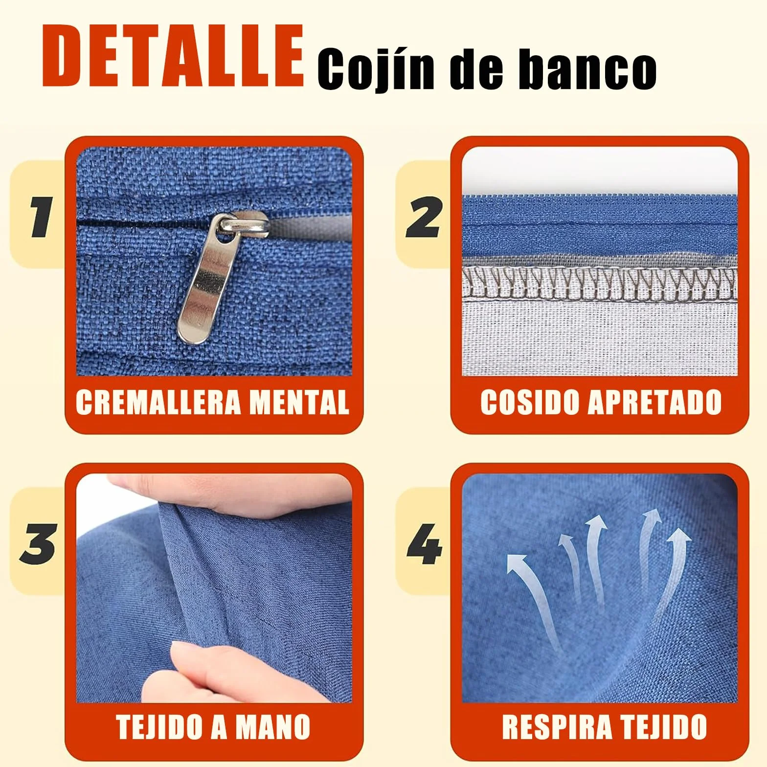 Cojines Banco Tamaño Personalizado para Interiores y Exteriores, Jardín, Cocina, Comedor
