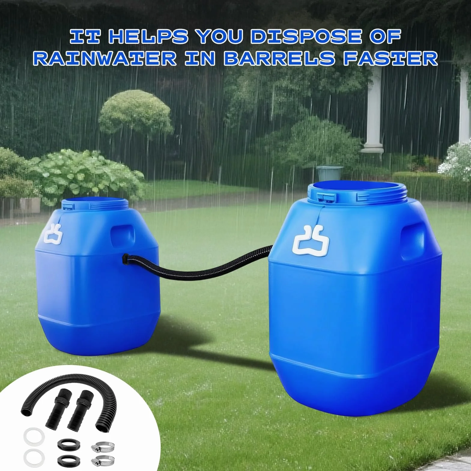 Kit de colectores para agua de lluvia, conector para bajera y cisterna con goma y junta