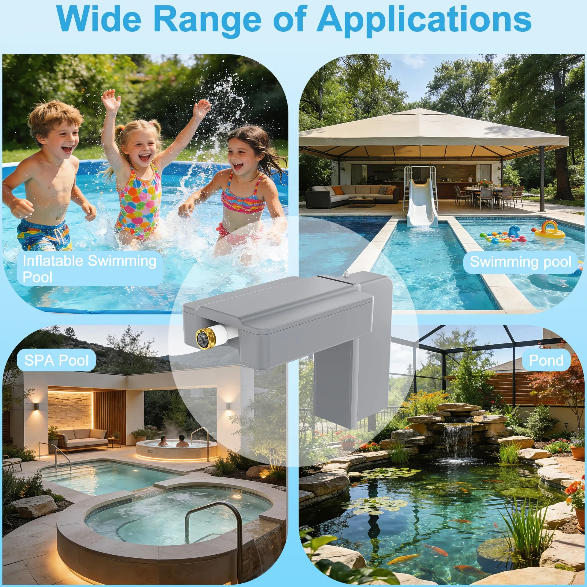 Ereto Llenador automático de piscina con válvula flotante ajustable gris