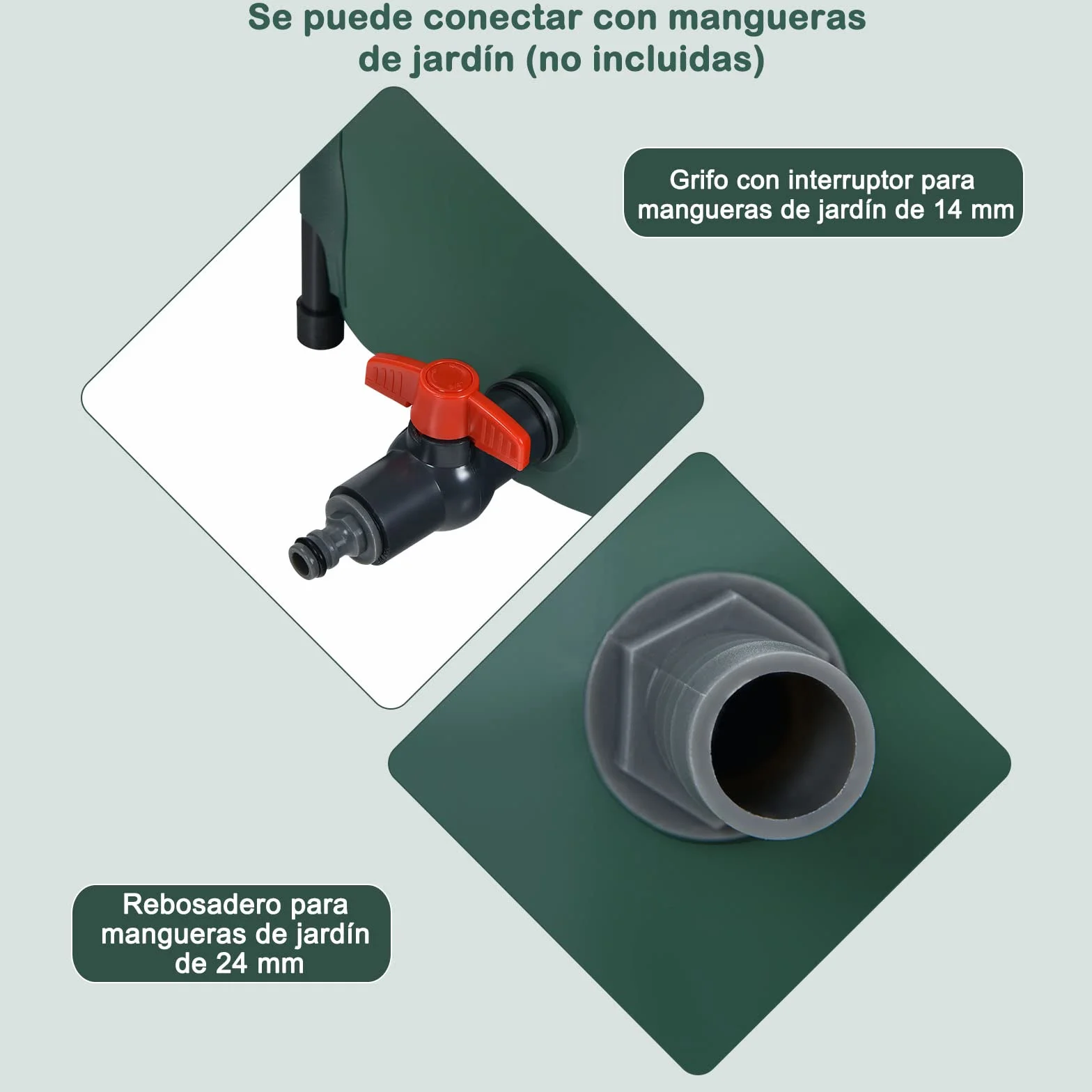 COSTWAY Barril Plegable 225 L Agua Lluvia Contenedor Agua Recogida Portátil con Filtro Válvula Desborde Red Cisterna Jardín