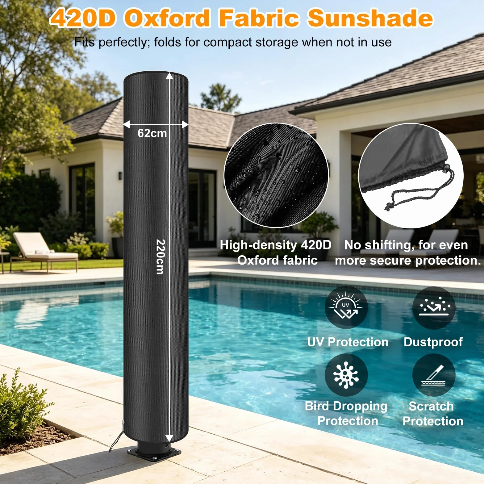 Ducha Solar Exterior 40 Litros - Ducha de Jardín para Piscina Patio con Rociador Giratorio