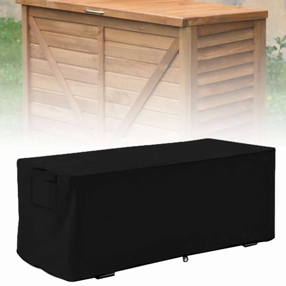 Cubierta Impermeable para Caja de Almacenamiento de Jardín 123x62x55cm Negro