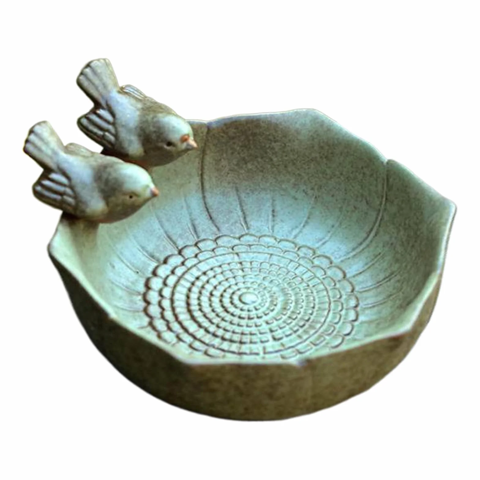 Ceramic Bird Bath Bowl, Garden Bird Feeder, 6.3x6.3x3.15 Inches Decorative Birdbath Tray