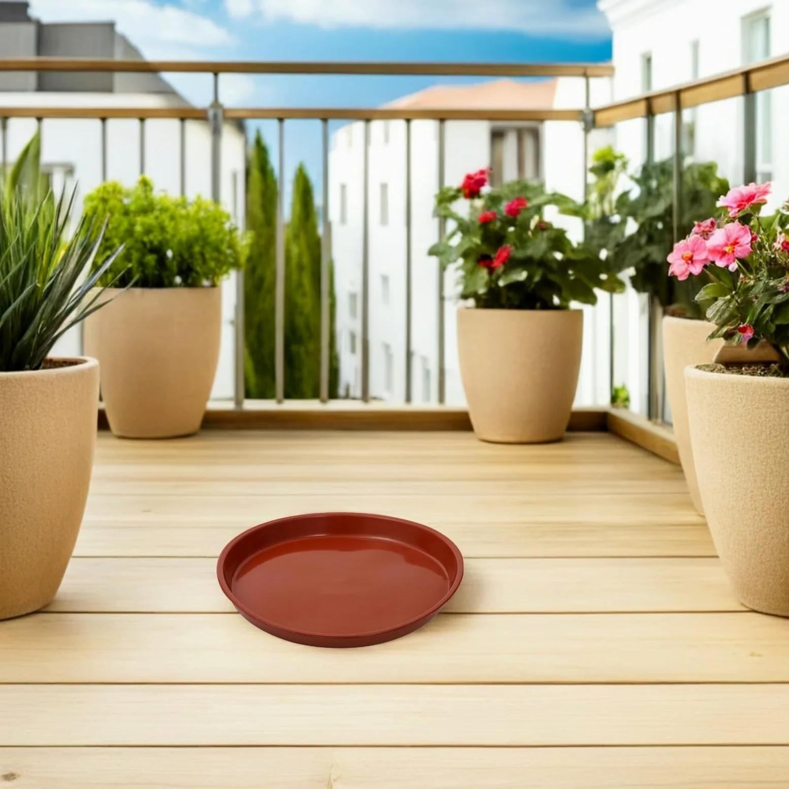 jojofuny 25 Piezas Bandejas Redondas de Plástico para Plantas Platillos para Macetas con Drenaje Reutilizables Bandeja para Jardín Interior y Exterior Base Resistente para Suculentas y