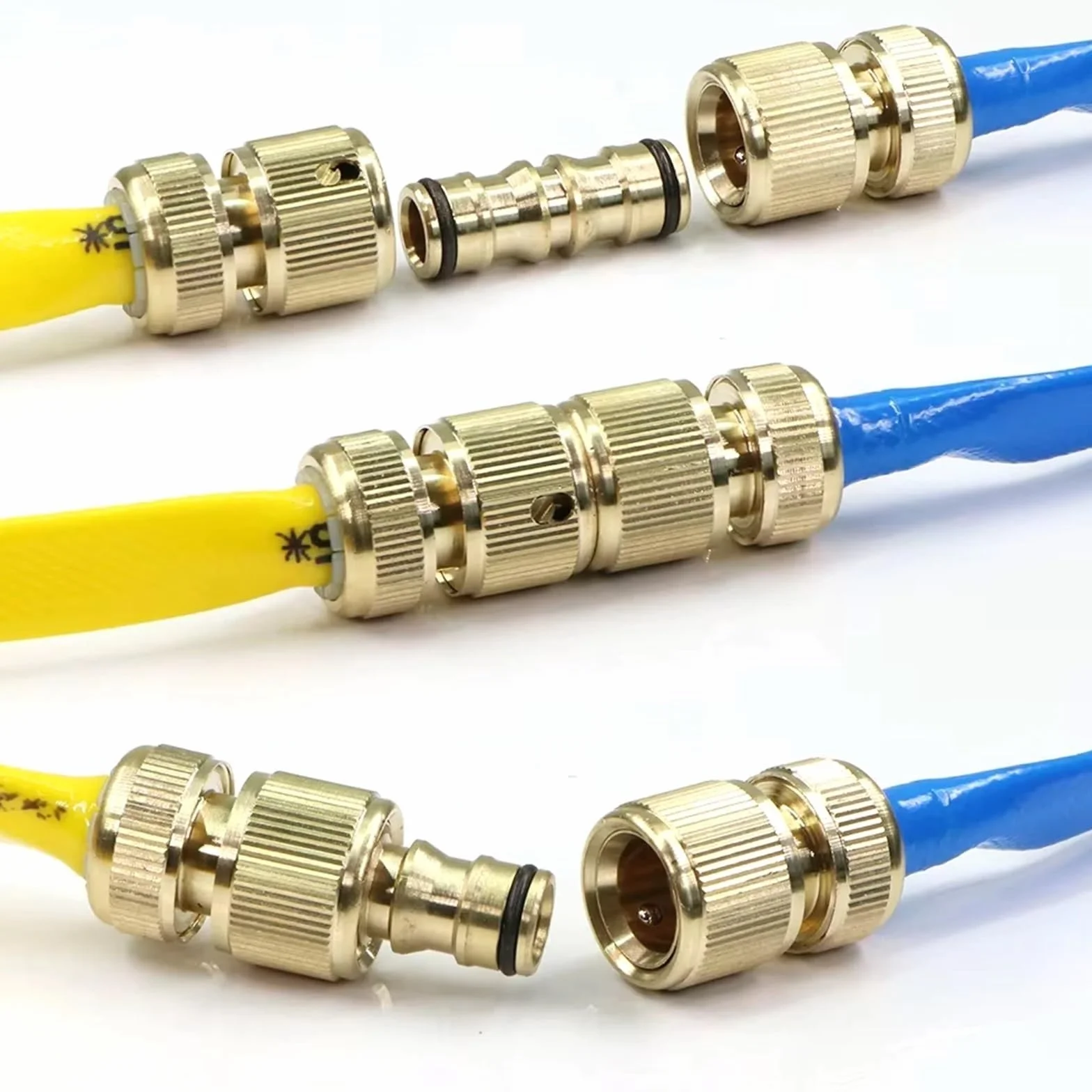 Adaptador de conector rápido de boquilla de latón de 16 mm for manguera de riego de jardín (3 unidades)