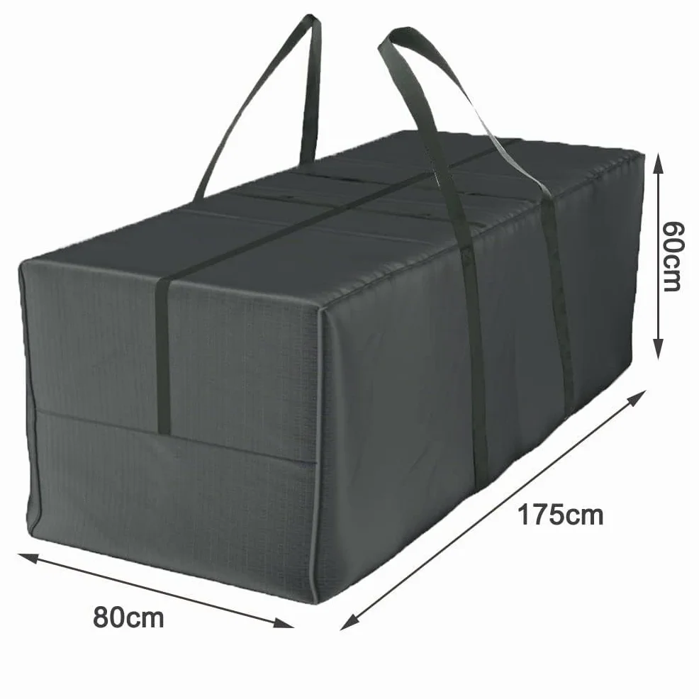 Bolsa Almacenamiento Cojines Muebles Jardín Impermeable Anti-UV Tela Oxford 600D 175x80x65cm Navidad Asa Cremallera