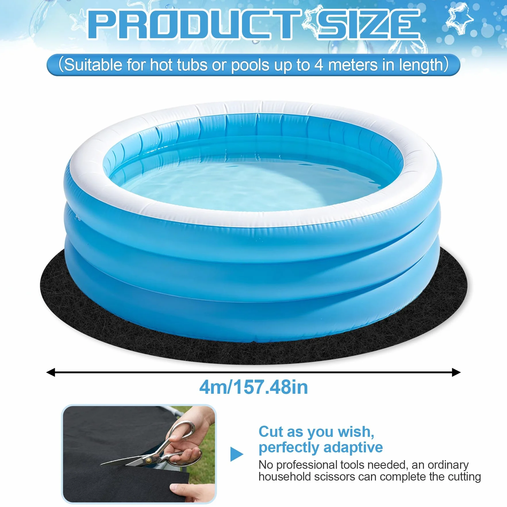 VEEKAY Base de Piscina 4m Redonda Geotextil 200g/m² Antideslizante