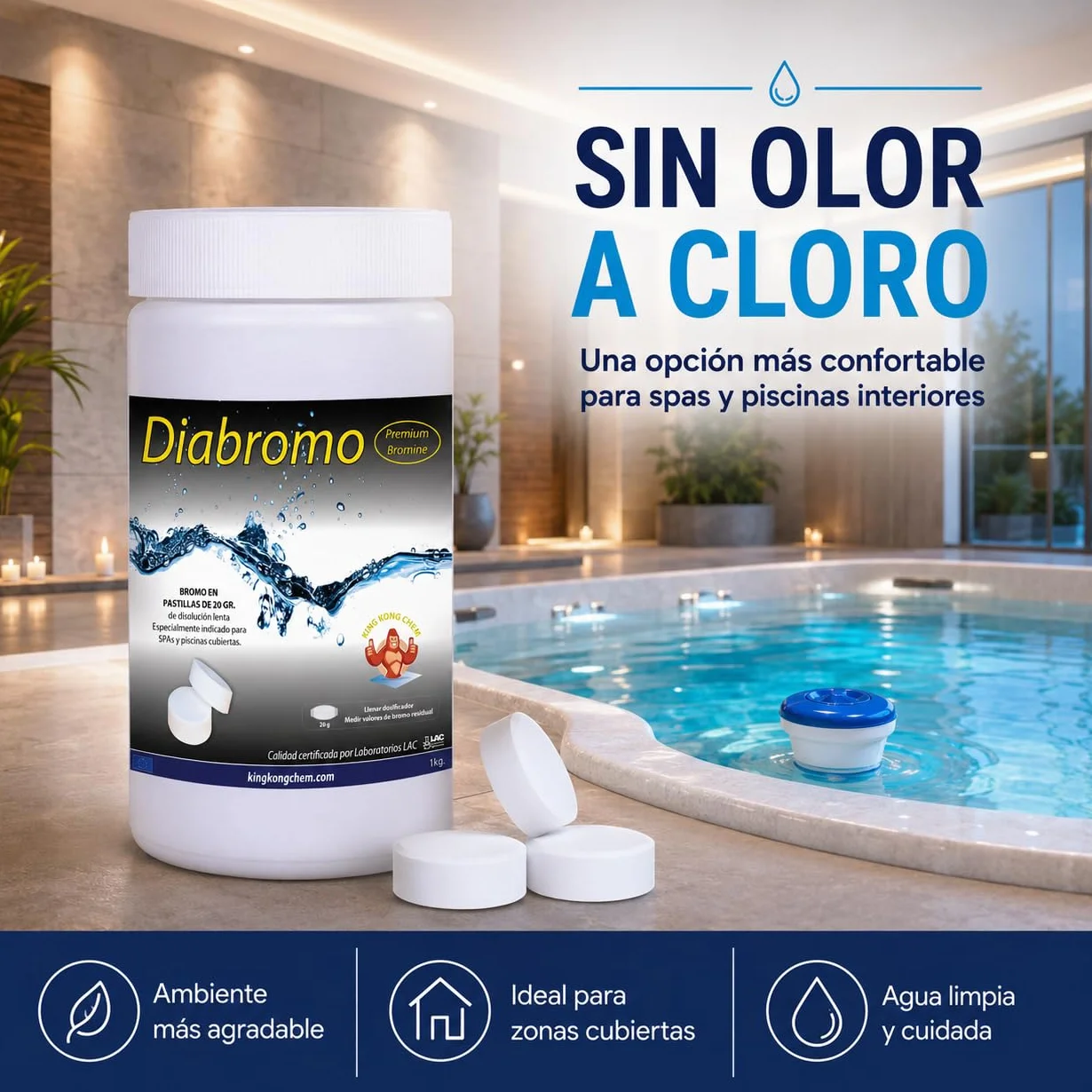 Diabromo 1 kg - Bromo Desinfectante para SPA y Piscinas Cubiertas