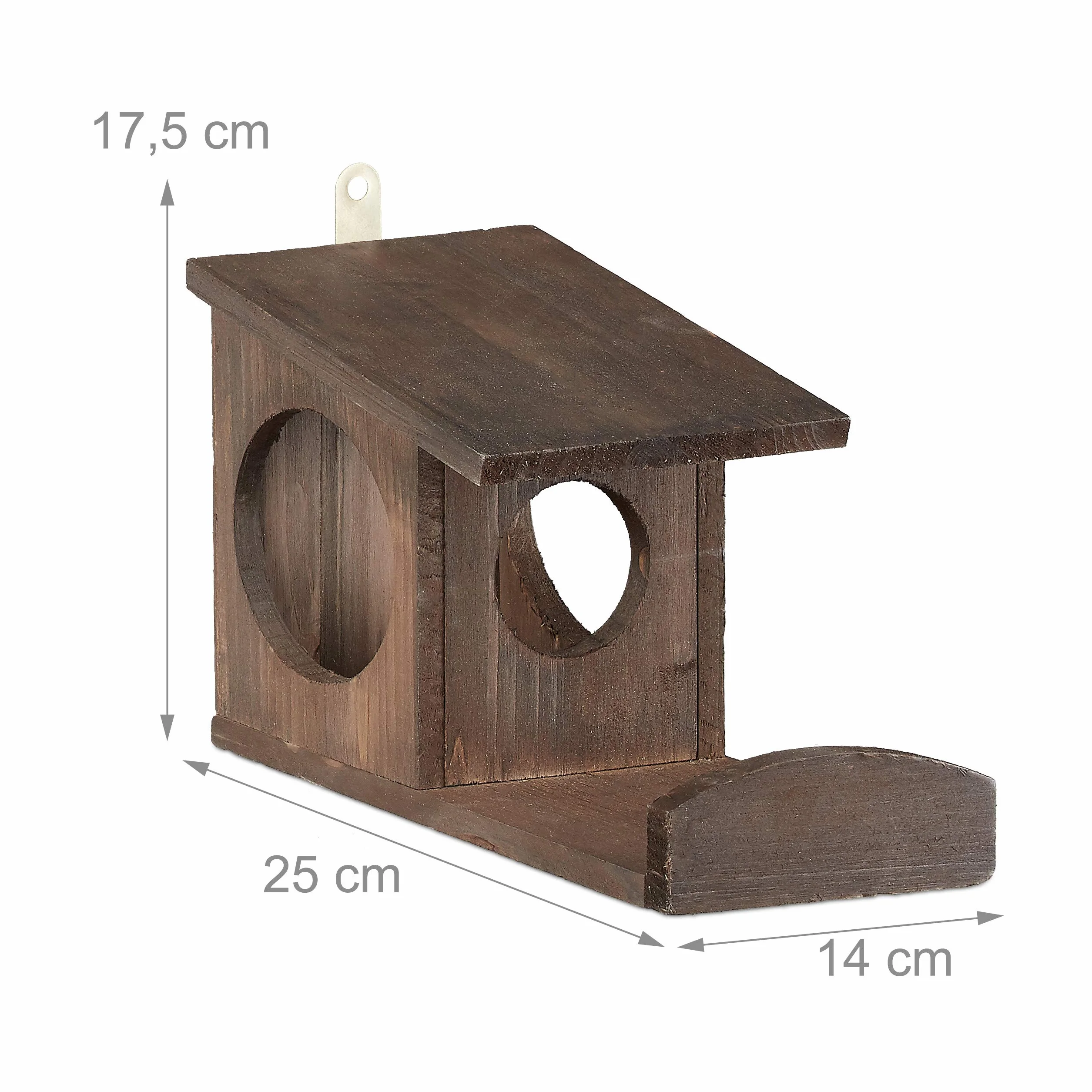 Relaxdays Comedero Ardillas para Colgar, Madera de Abeto, Marrón Oscuro, 17,5 x 14 x 25 cm