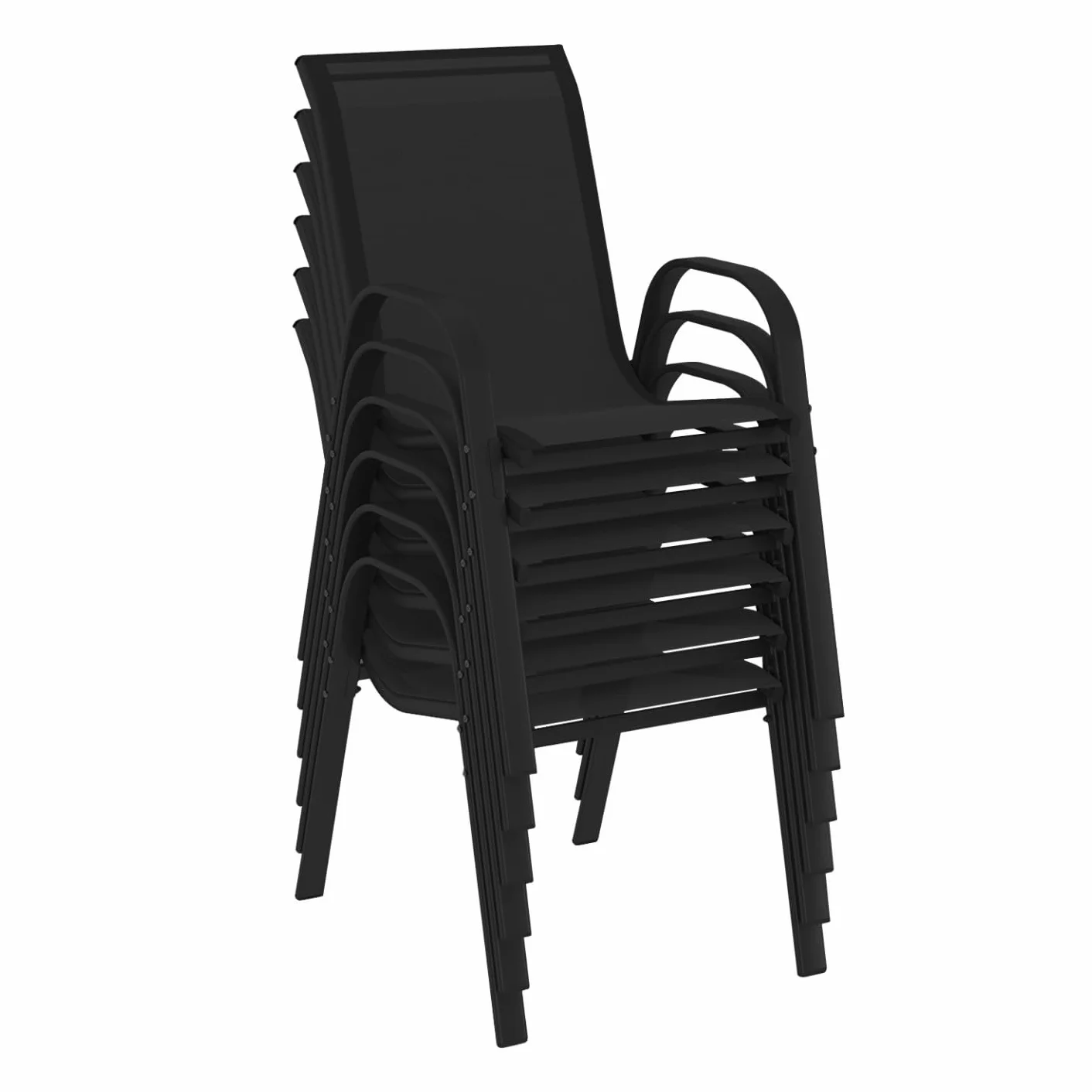 IDMarket - Juego de jardín Madrid con mesa extensible de 135-270 cm y 12 sillas apilables, color negro