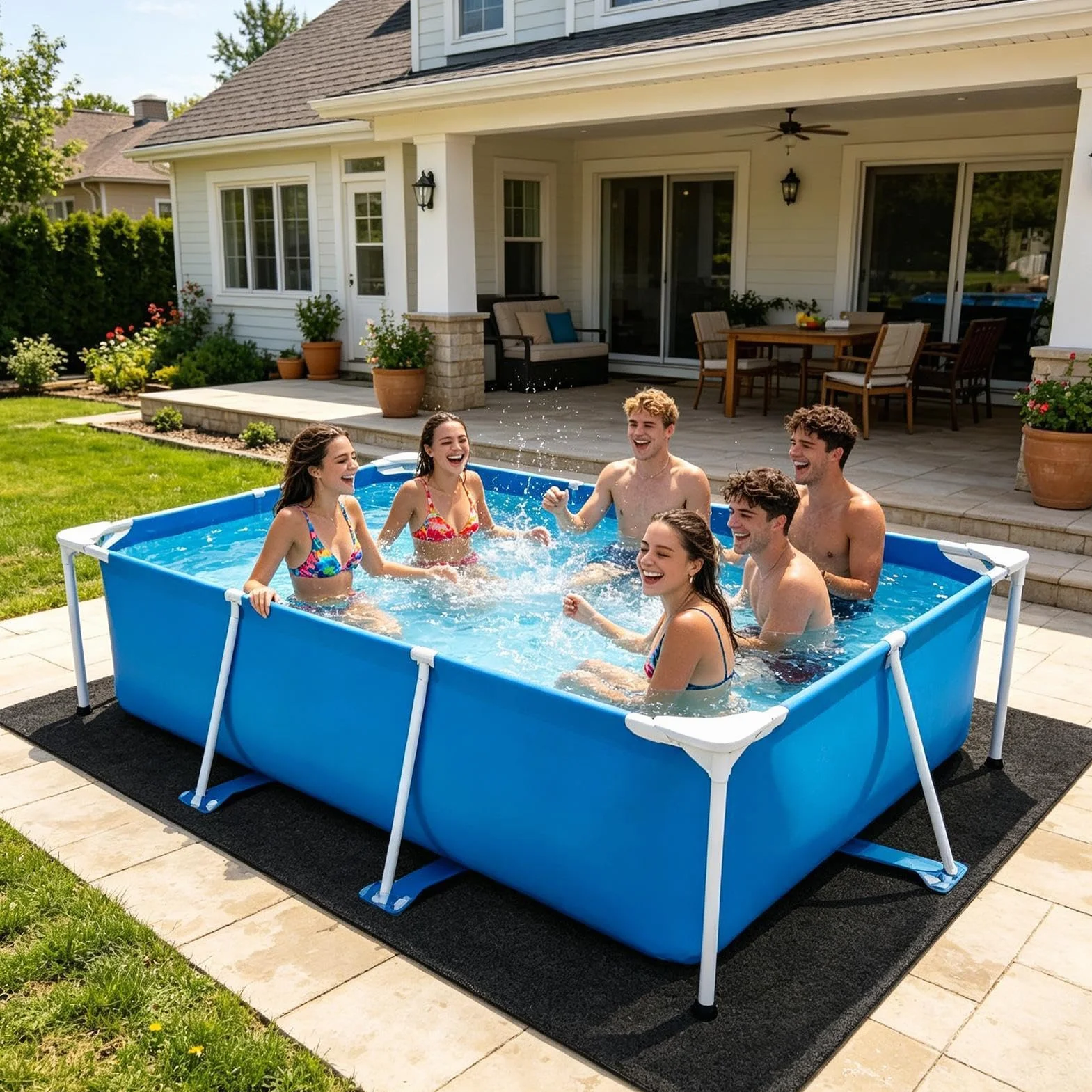 Manta de Protección para Fondo de Piscina 300×400 cm Resistente a Perforaciones