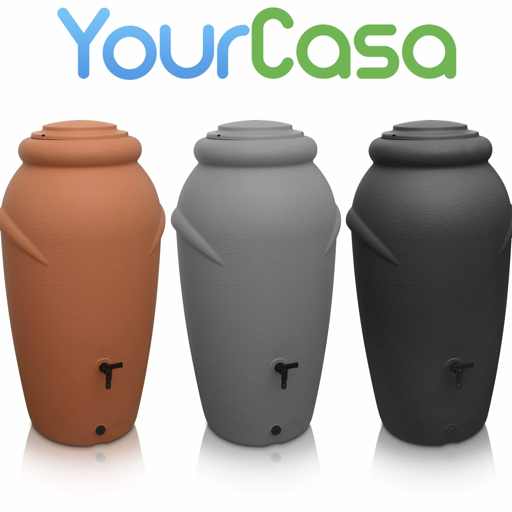 YourCasa Deposito Agua Lluvia 210 litros Barril Lluvia Resistente Heladas Plastico Grifo Terracota