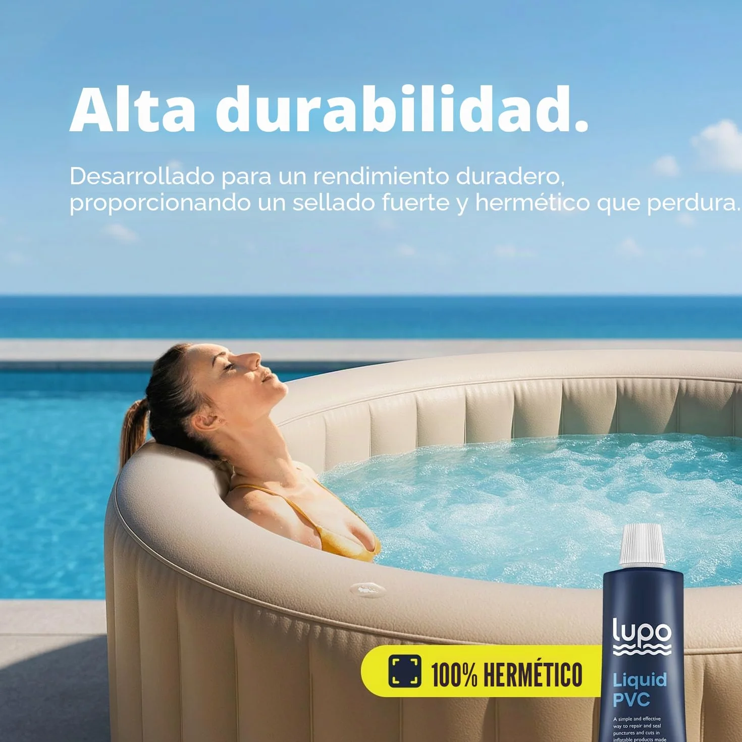LUPO Kit de reparación para artículos inflables Adhesivo universal piscinas jacuzzis barcos kayaks
