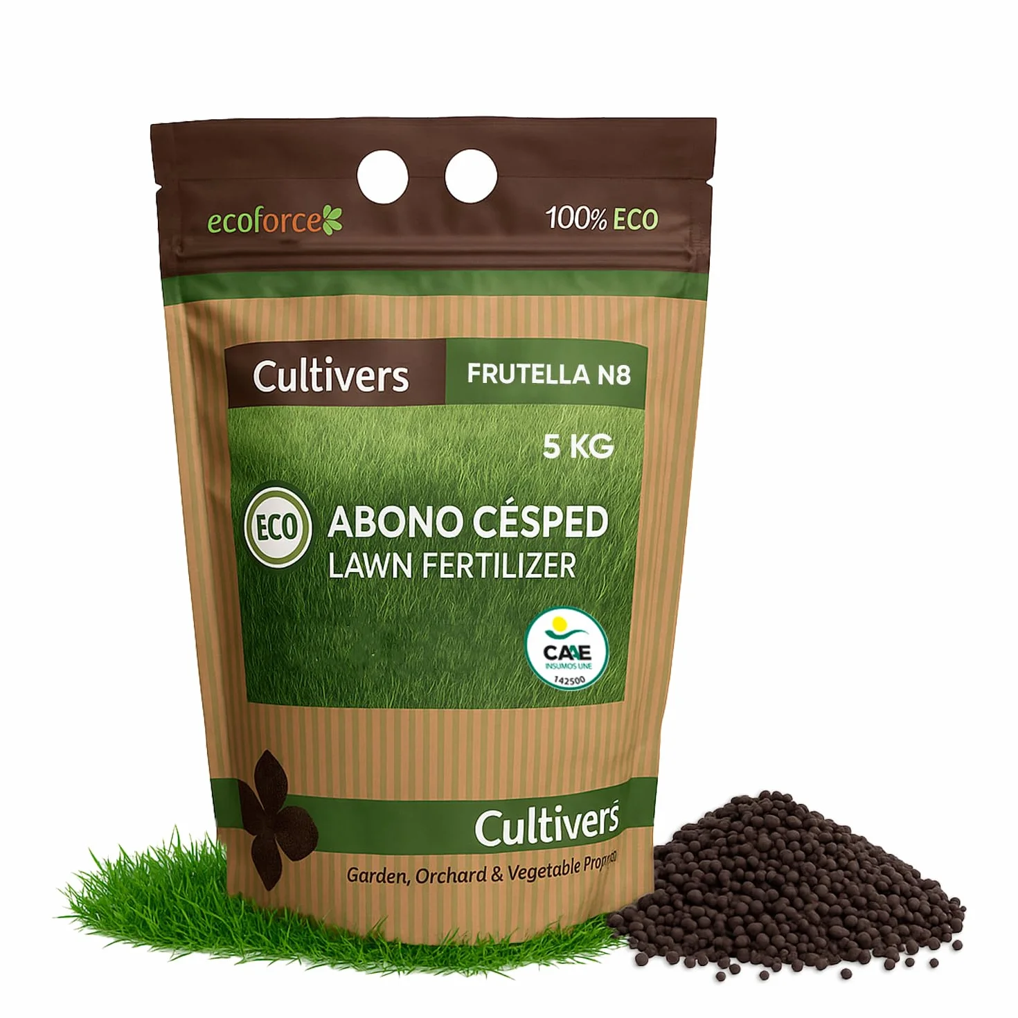 CULTIVERS Abono Césped Ecológico 5 kg Fertilizante Granulado NPK 8-1-5 Liberación Lenta