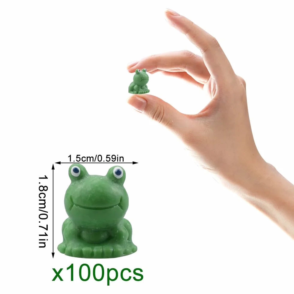 100 Piezas Figuras de Rana Pequeñas de Resina para Decoración de Jardín, Acuario y Macetas (Verde)