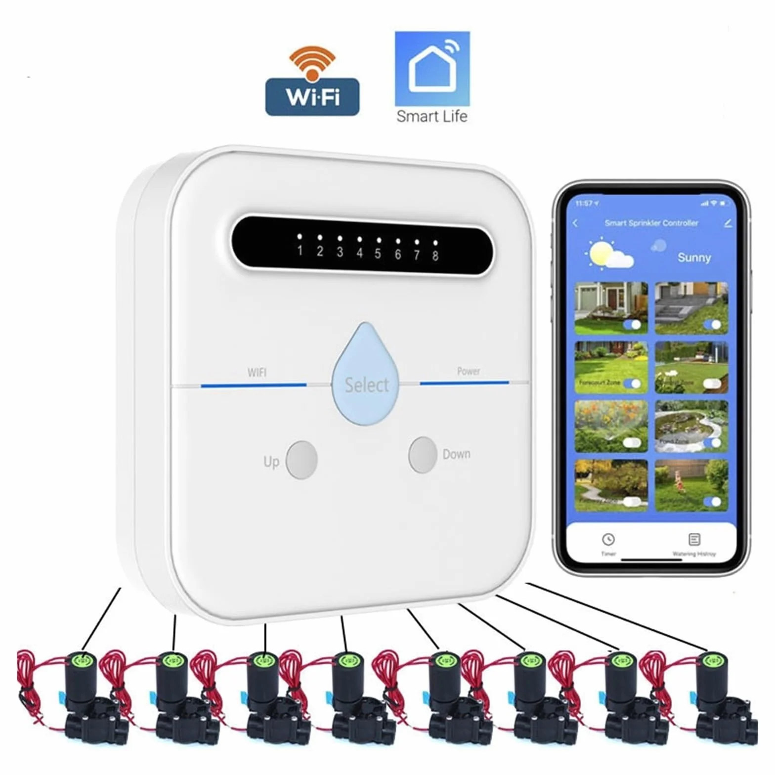 Controlador De Riego Jardín Inteligente WIFI, Válvula Solenoide Agua, Sistema , Temporizador ConservacióN Del Agua(0.85 Inch Valve)