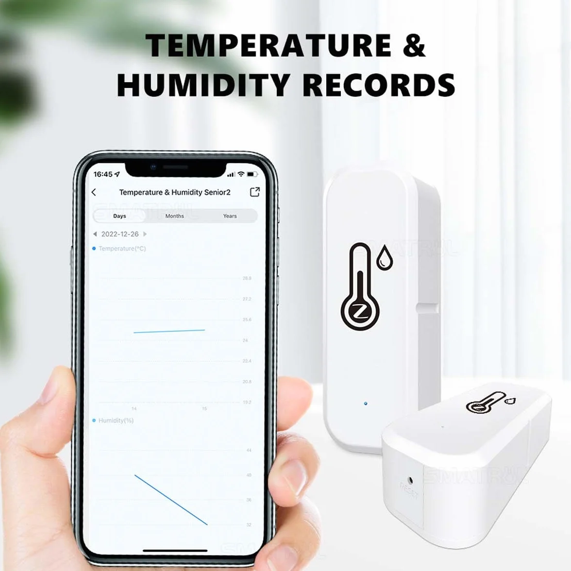 Termómetro Higrómetro Inteligente WiFi Sensor de Temperatura y Humedad con Alertas por Aplicación