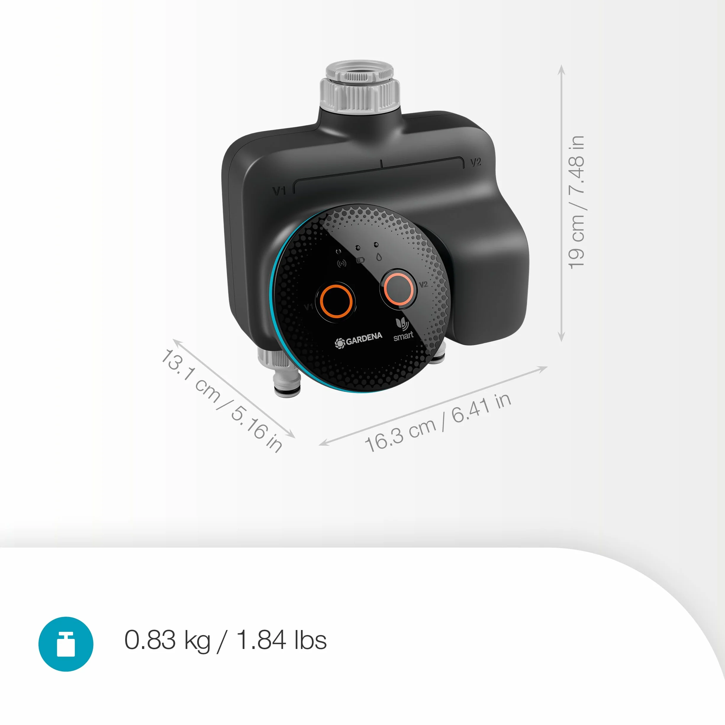 Gardena Programador de riego dual smart 19034-20 para dos espacios de jardín