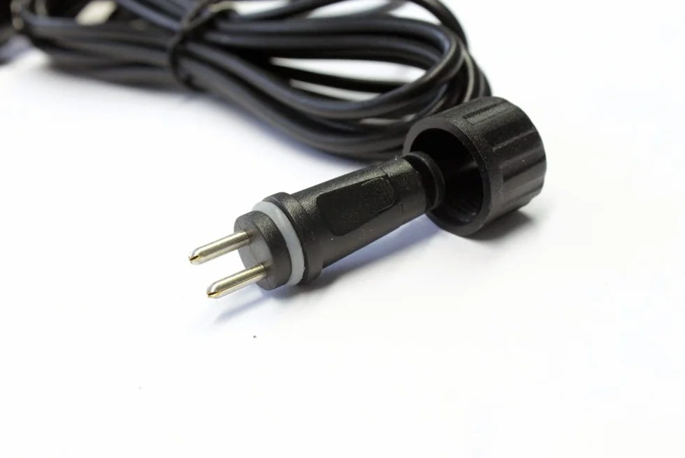 Juego de 3 luces LED blancas frías 12V CA para fuentes de agua, conector de doble pin, cable 2m