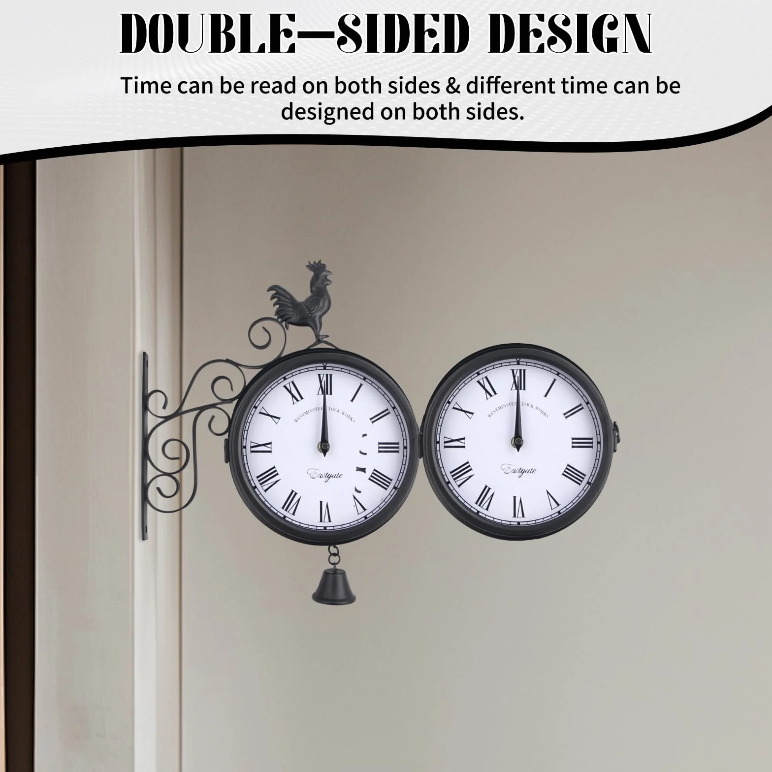 Reloj de jardín retro 20 cm resistente al agua doble cara exterior