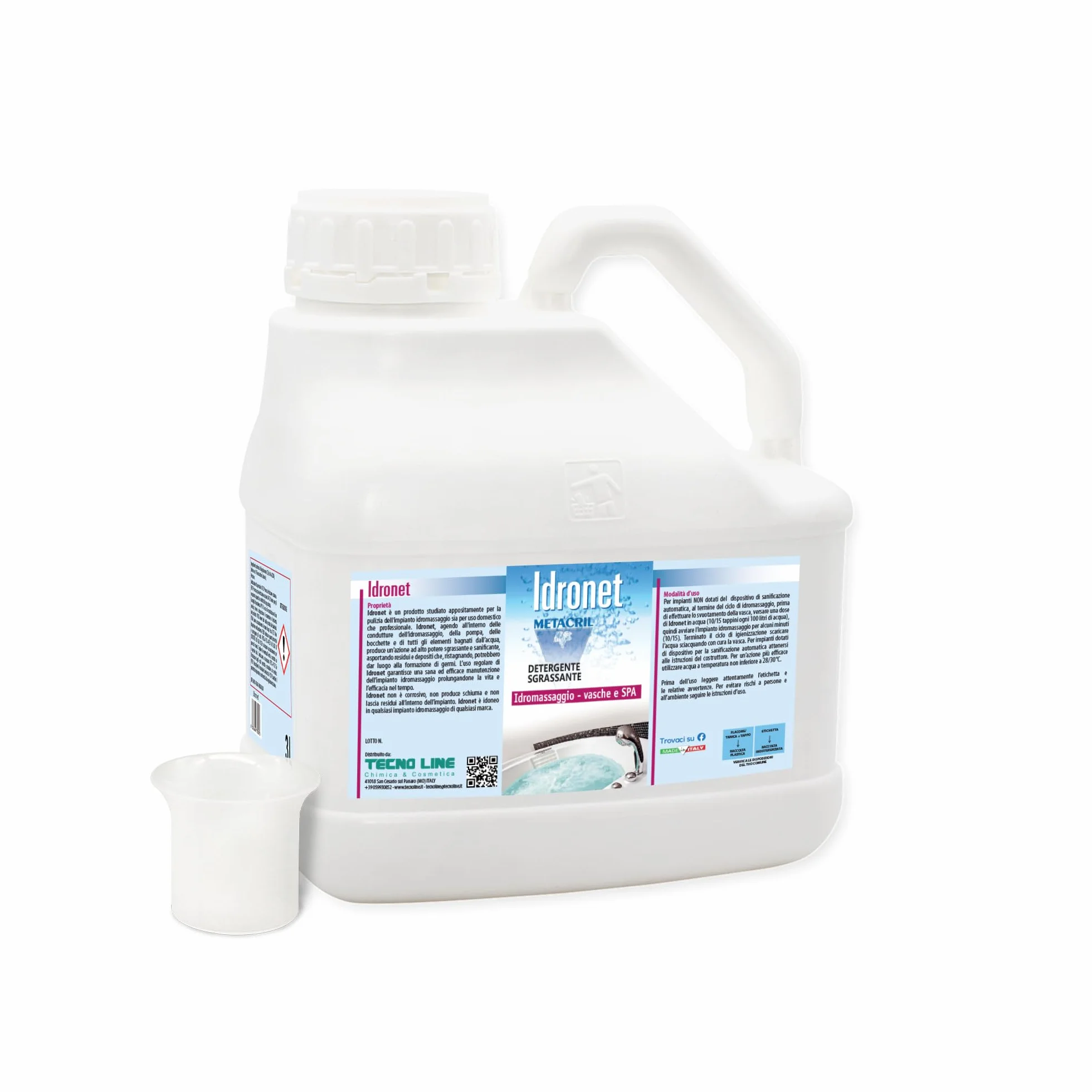Idronet Metacril Desinfectante para Bañera de Hidromasaje Spa 3 Litros